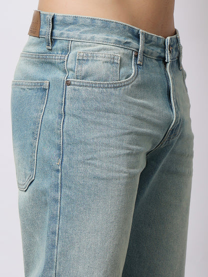 Stylox Men’s Relaxed Fit Dusty Blue Washed Jeans | Soft Light Blue Straight Fit Denim for Casual &amp; Everyday Wear - Stylox