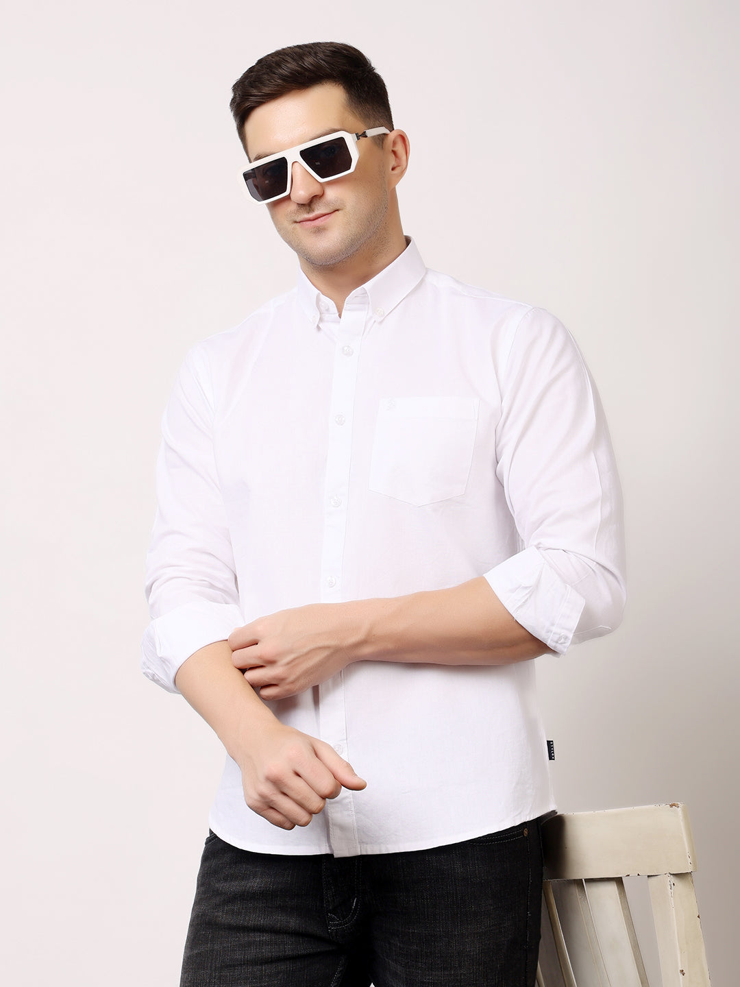 Stylox Men’s Premium Oxford Full Sleeve Solid Shirt | Casual &amp; Formal Wear | Soft Cotton Blend