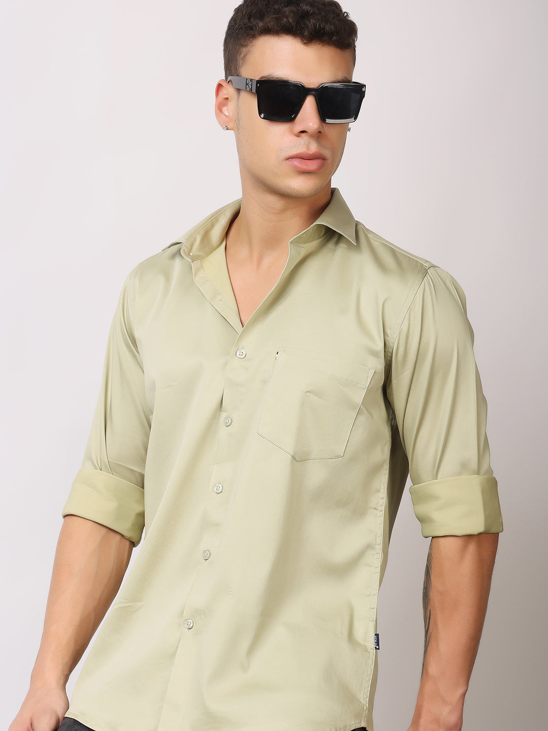 Stylox Men's Full Sleeve Solid Partywear Casual Shirt – Premium Shine Finish Cotton Blend Regular Fit Shirt for Stylish Evening & Occasion Wear - Stylox