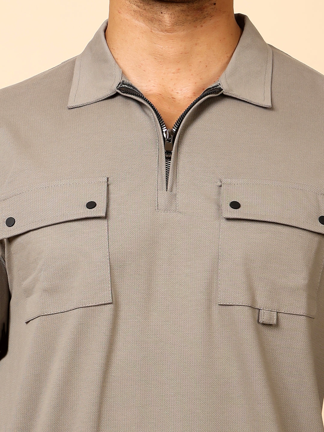 Stylox Men's Utility Style Zip Neck Sweatshirt