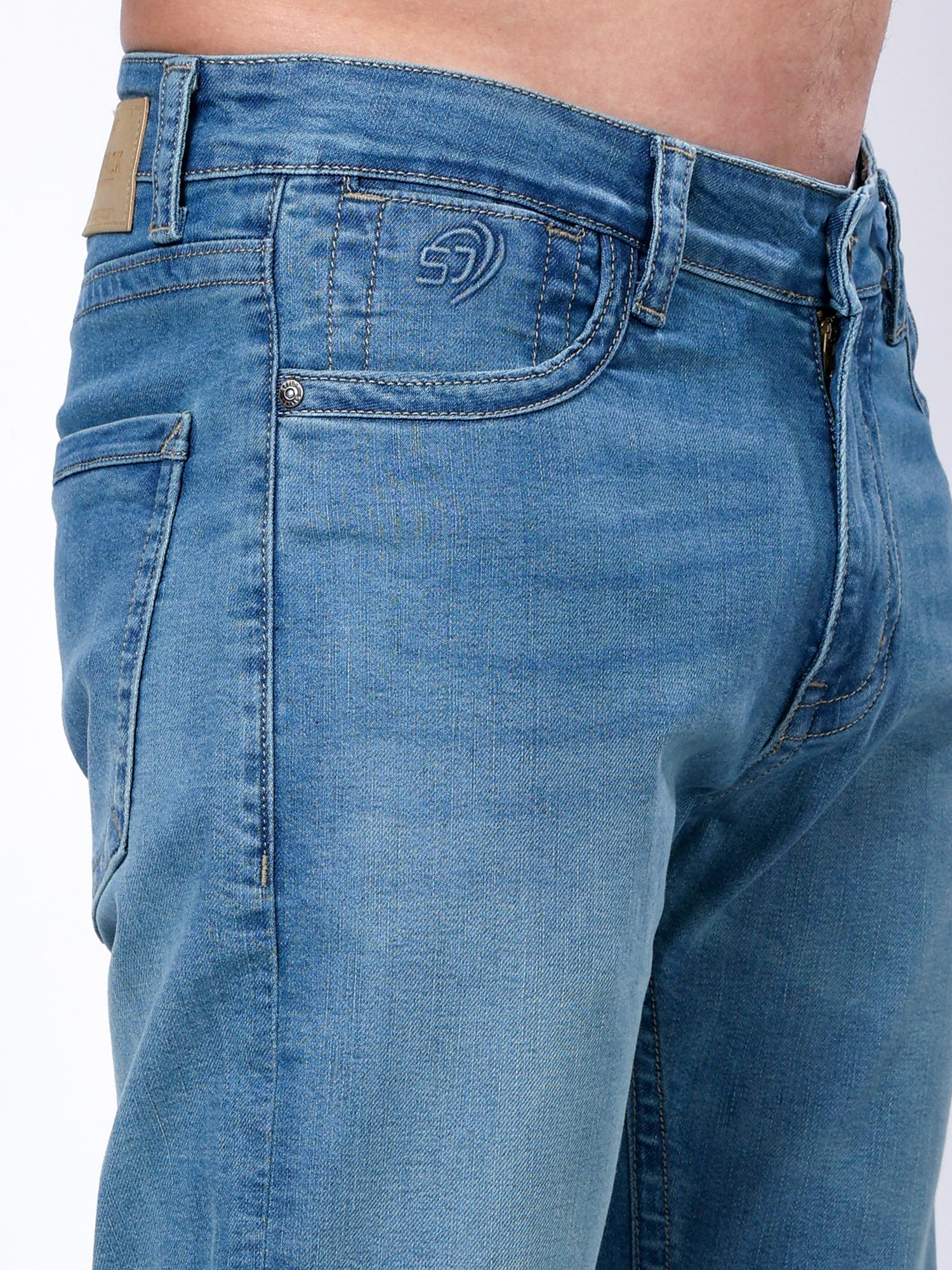 Stylox Men’s Slim Fit Stretchable Mid Light Blue Denim Jeans - Stylox