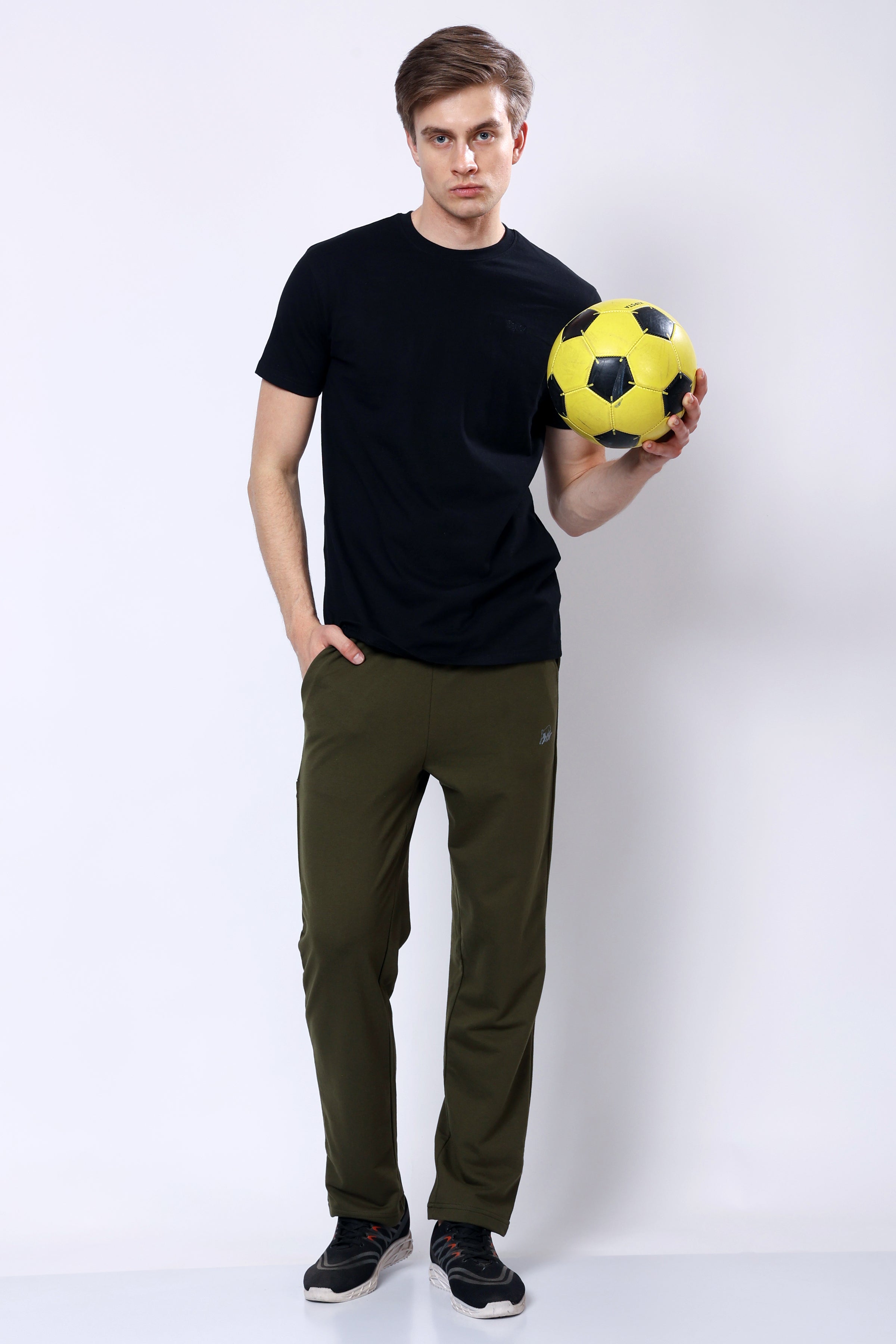Stylox Men’s Regular Fit Terry Fabric Trackpant with Drawstring Waist-Olive - Stylox