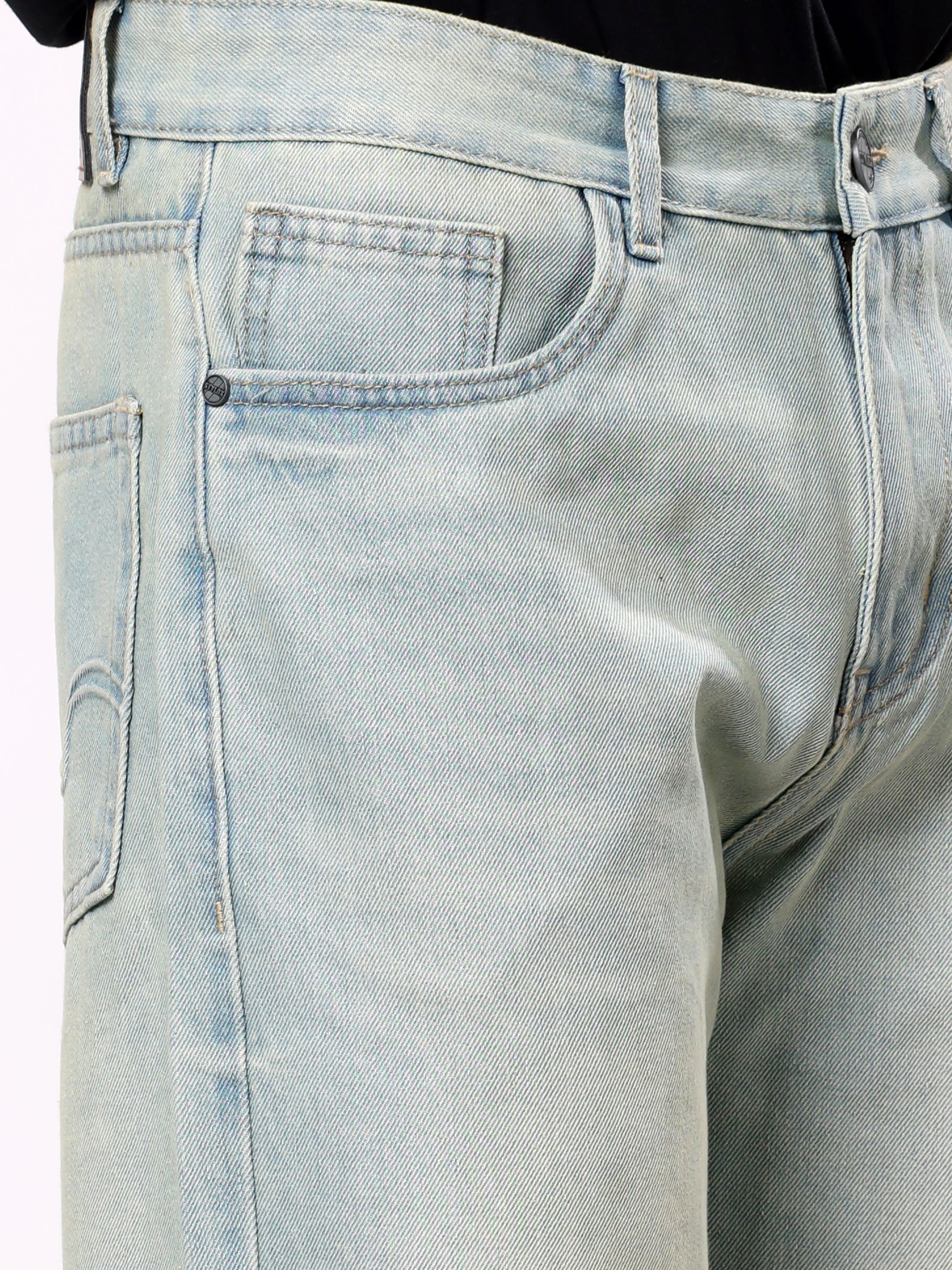 Stylox Baggy Fit Non-Stretch Wide Leg Casual Streetwear Denim Jeans For Men