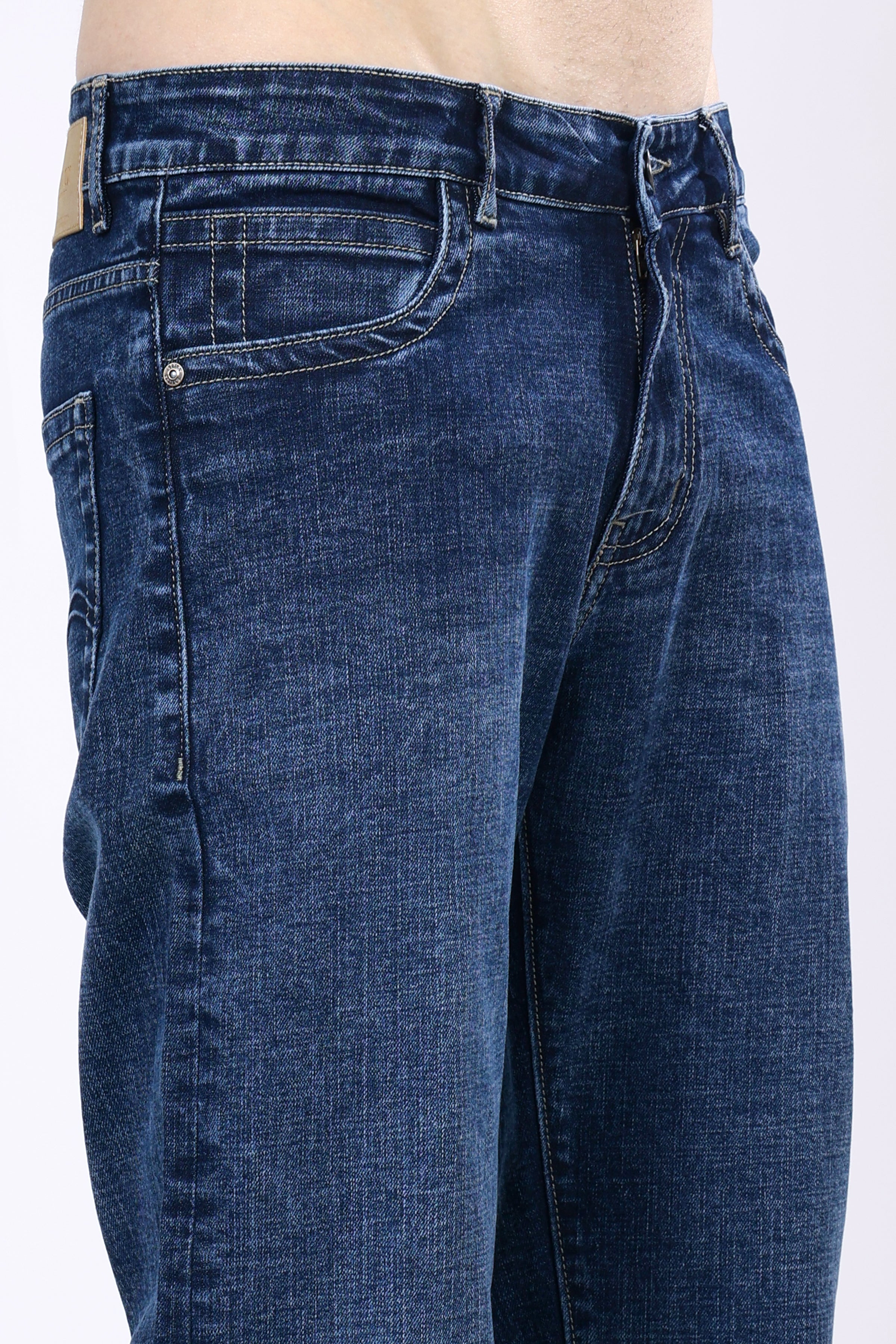 Stylox Men’s Comfort Fit Stretchable Dark Blue Denim Jeans - Stylox