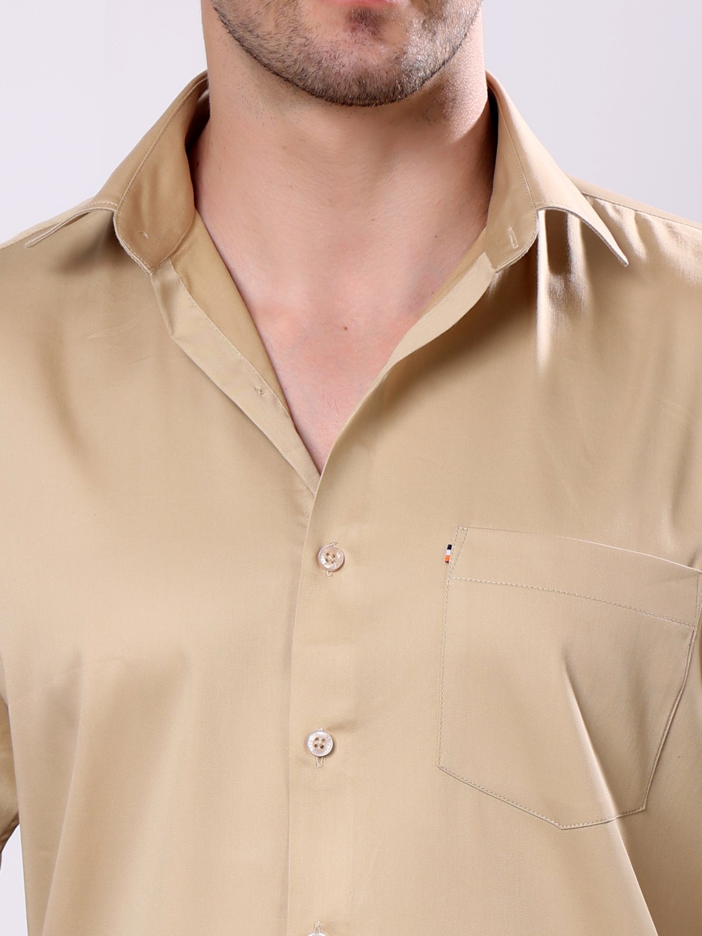 Stylox Men’s Regular Fit Full Sleeve Solid Cotton Satin Casual Shirt - Stylox