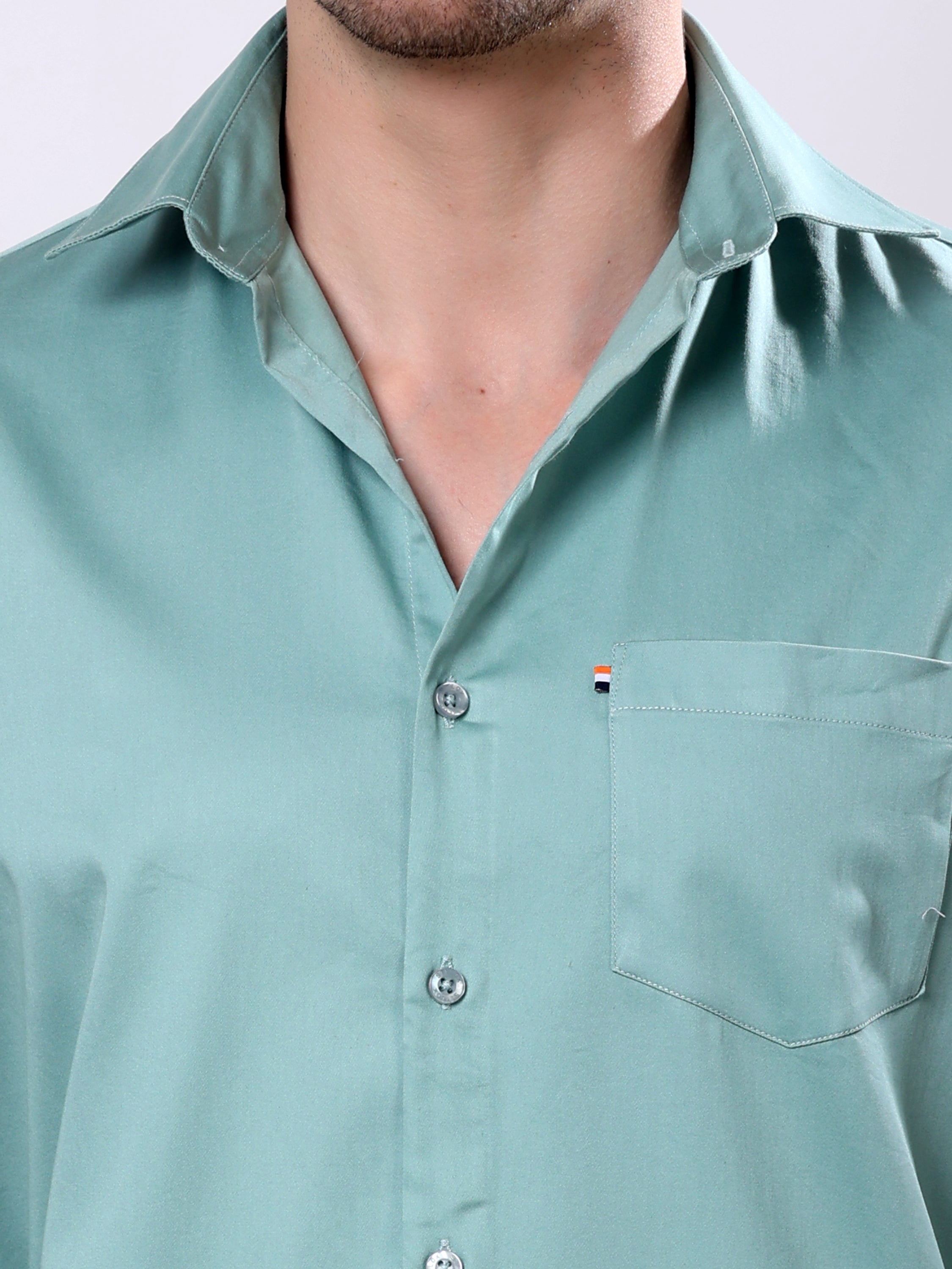Stylox Men’s Regular Fit Full Sleeve Solid Cotton Satin Casual Shirt - Stylox