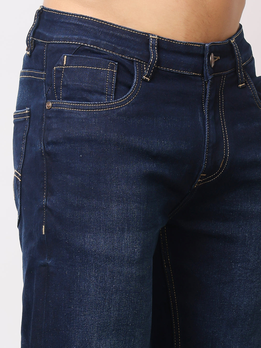 Stylox Men’s Comfort Fit Mid Rise Premium Stretchable Solid Jeans - Stylox