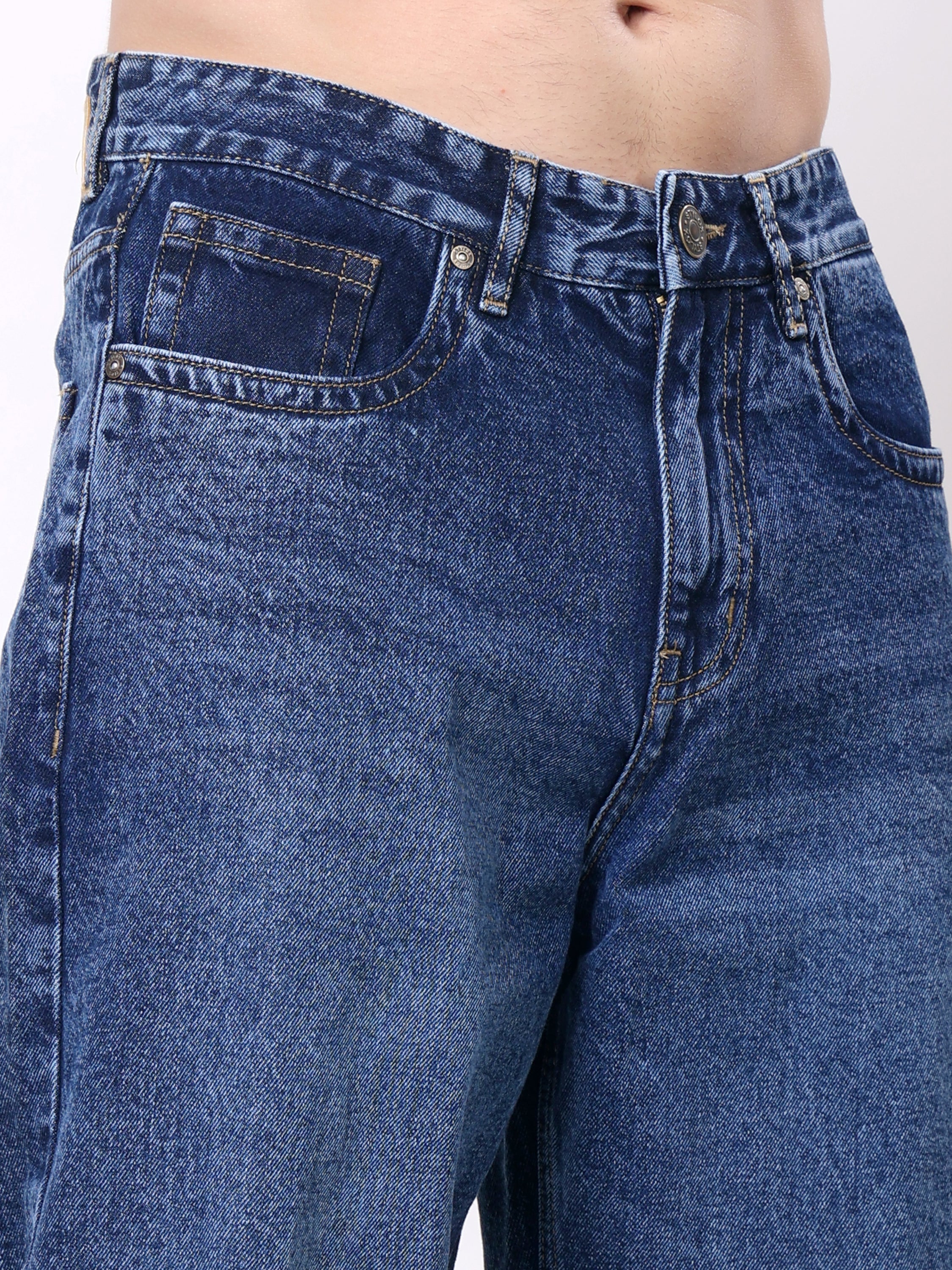 Stylox Men’s Loose Fit Non-Stretch Wide Leg Casual Denim Jeans - Stylox