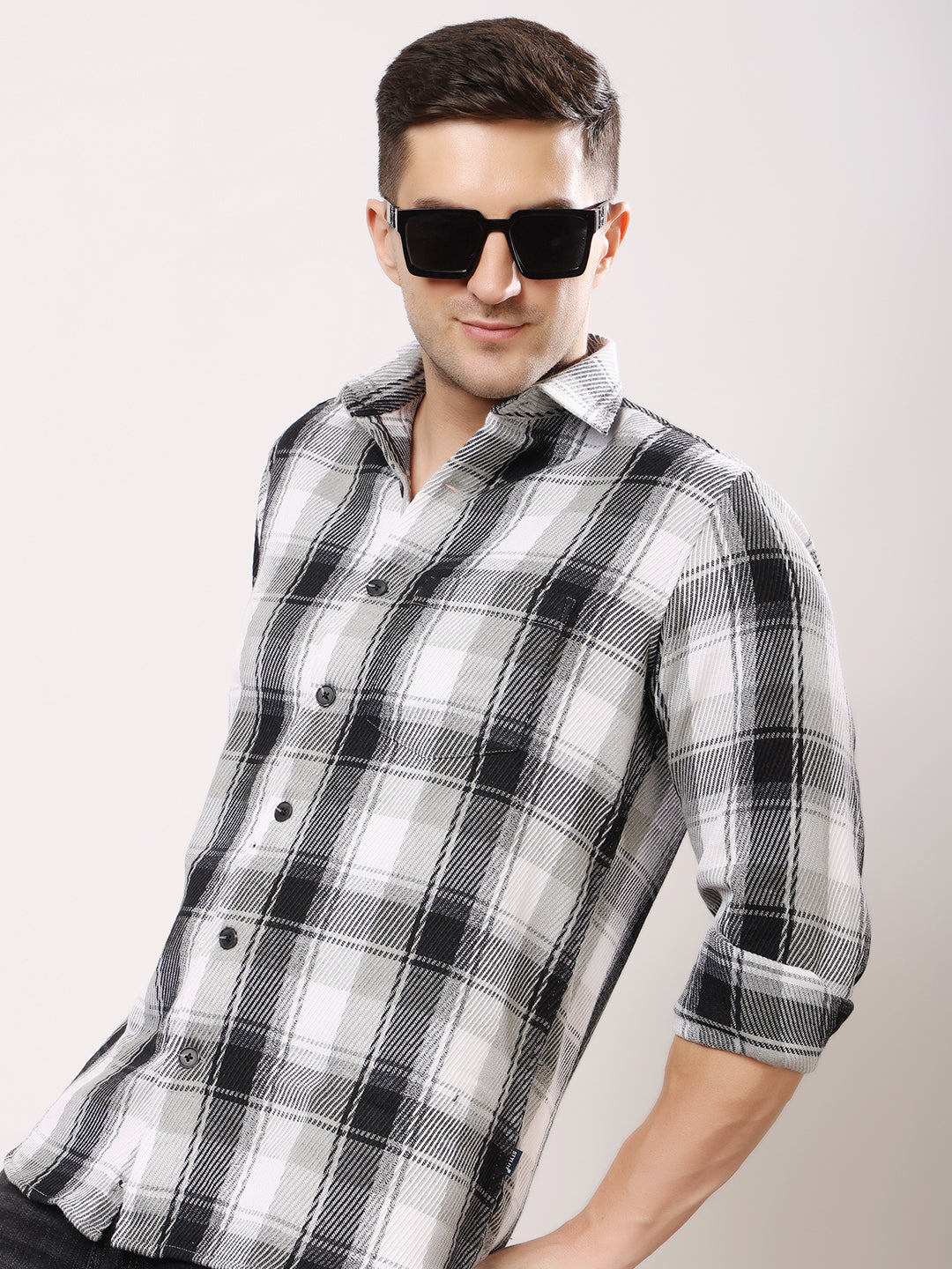 Stylox Men’s Regular Fit Full Sleeve Check Shirt | Casual & Semi-Formal Cotton Checkered Shirt - Stylox