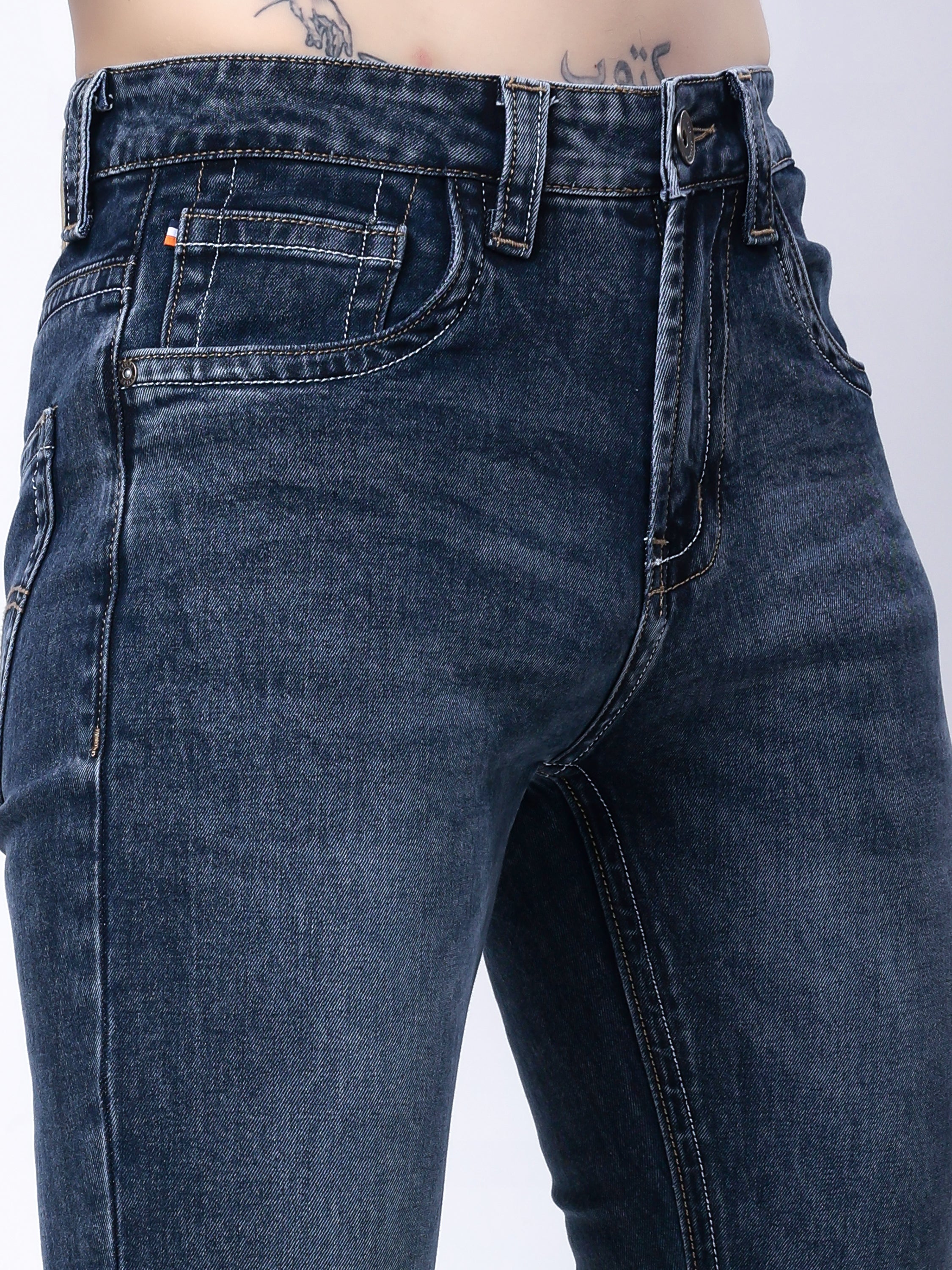 Stylox Men's Bootcut Fit Stretchable Denim Jeans-Grey - Stylox