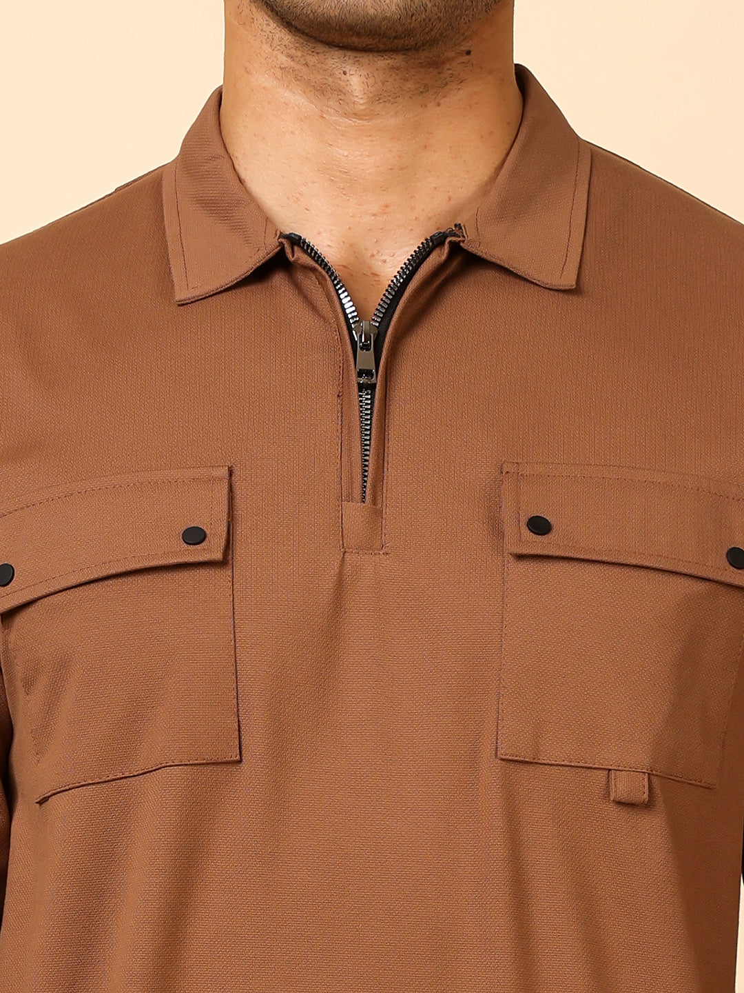 Stylox Men's Utility Style Zip Neck Sweatshirt