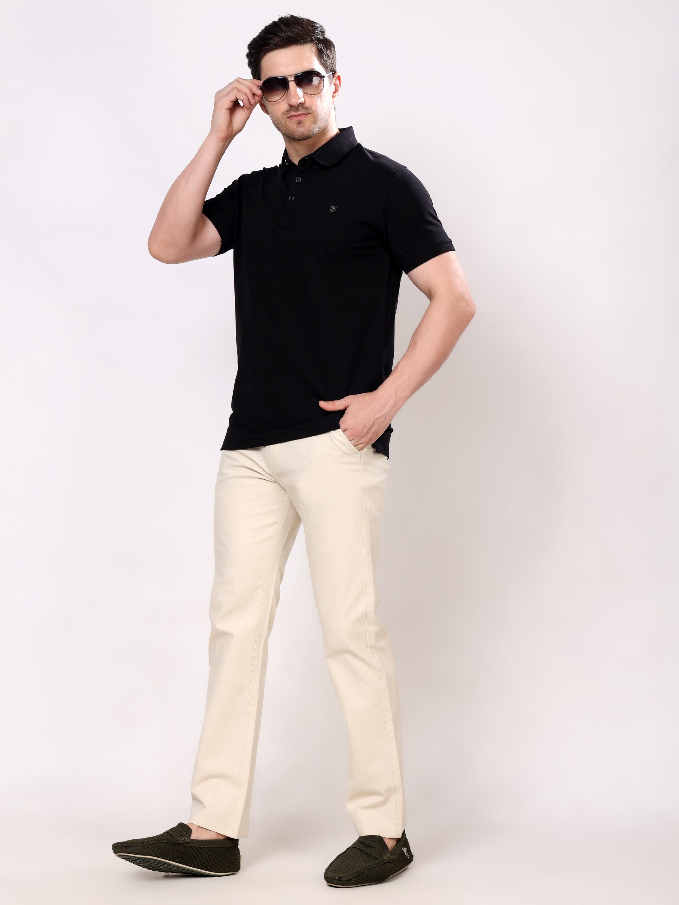 Stylox Men's Comfort Fit Non-Stretch Casual Trouser with Elastic Waist