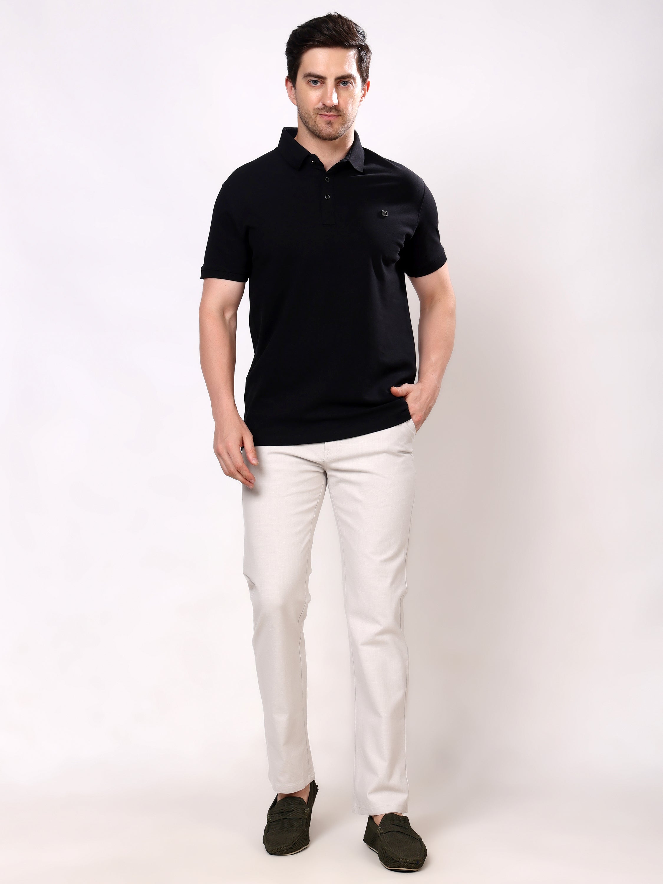 Stylox Men's Comfort Fit Non-Stretch Casual Trouser with Elastic Waist