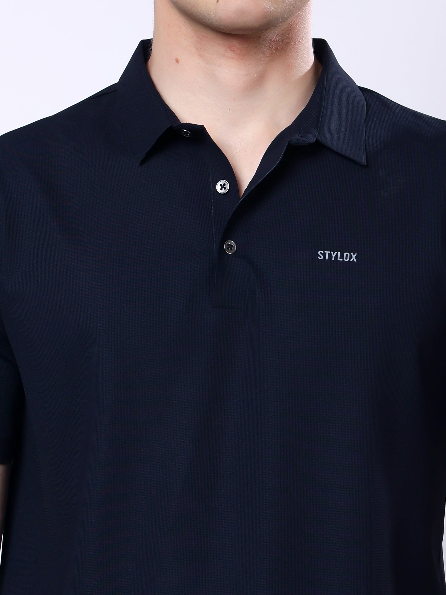 Stylox Men’s Premium Regular Fit Stretchable Polo T-Shirt–Black - Stylox