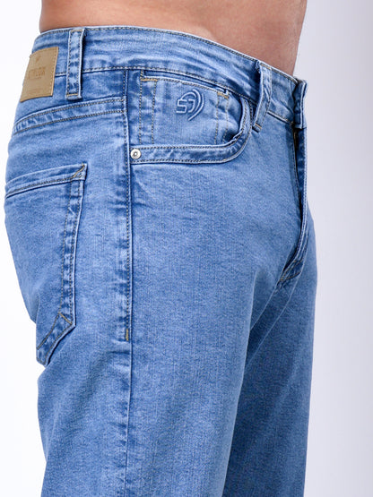 Stylox Men’s Slim Fit Stretchable Greenish Blue Denim Jeans - Stylox
