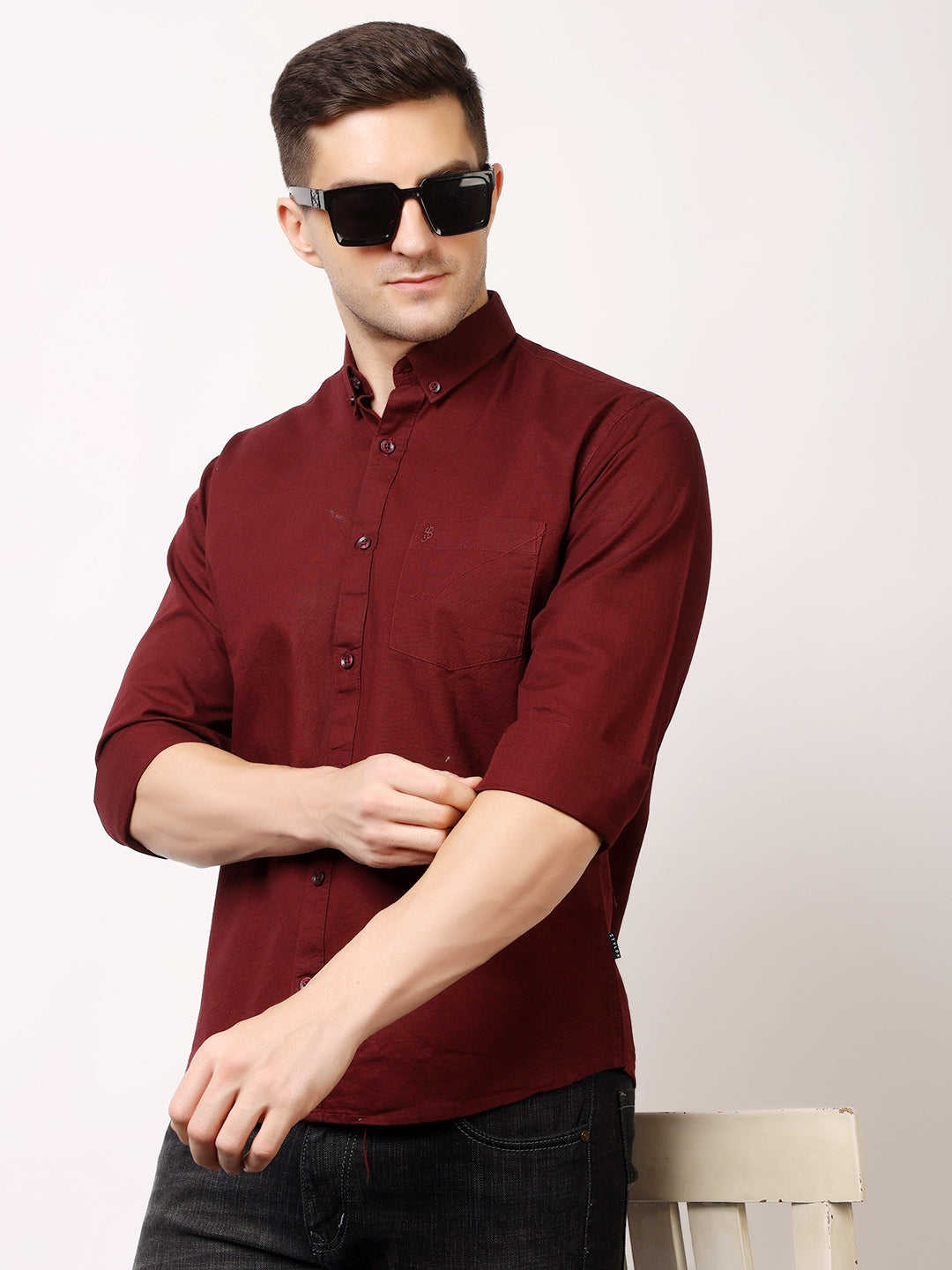 Stylox Men’s Premium Oxford Full Sleeve Solid Shirt | Casual & Formal Wear | Soft Cotton Blend