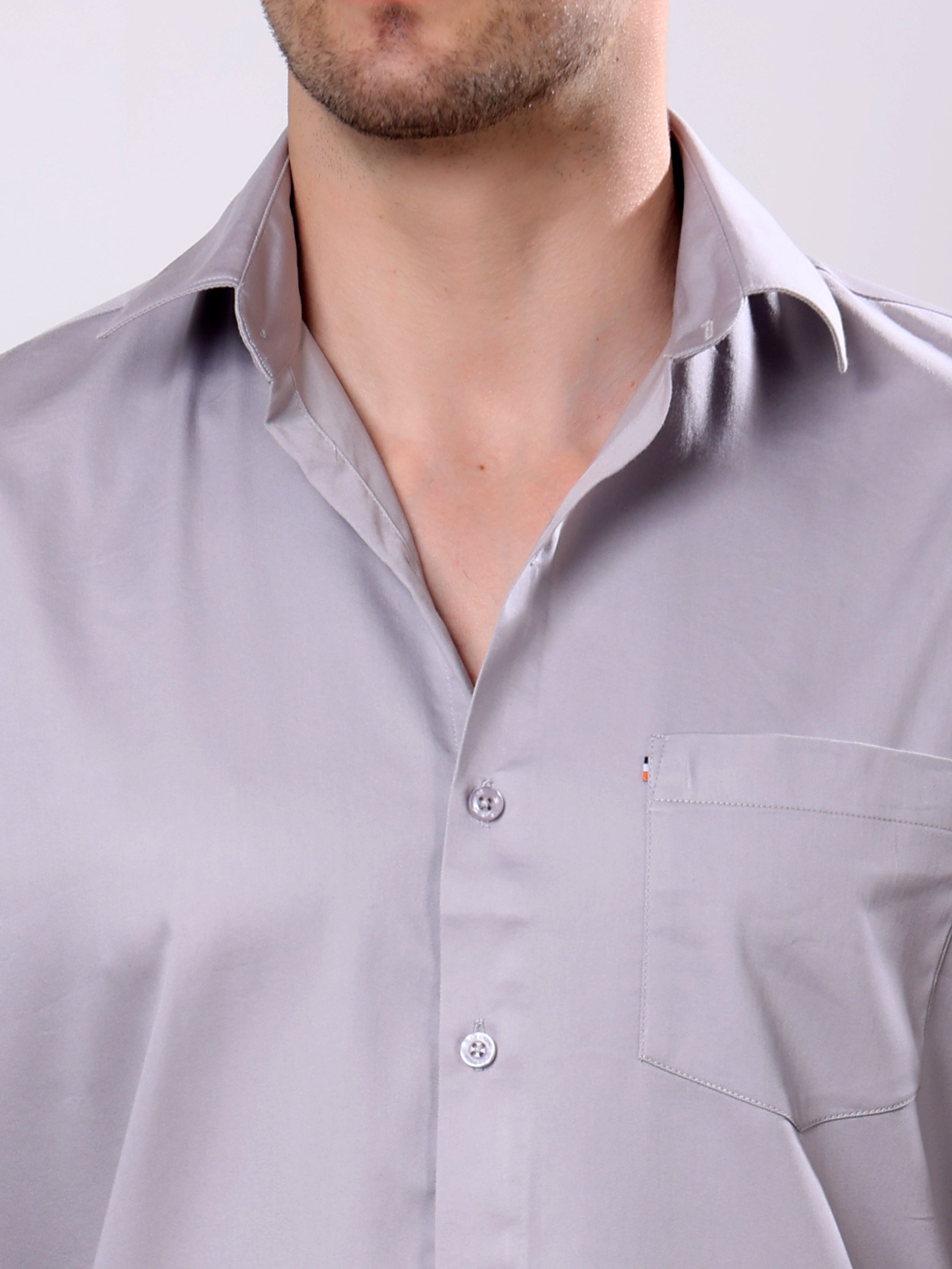 Stylox Men’s Regular Fit Full Sleeve Solid Cotton Satin Casual Shirt - Stylox