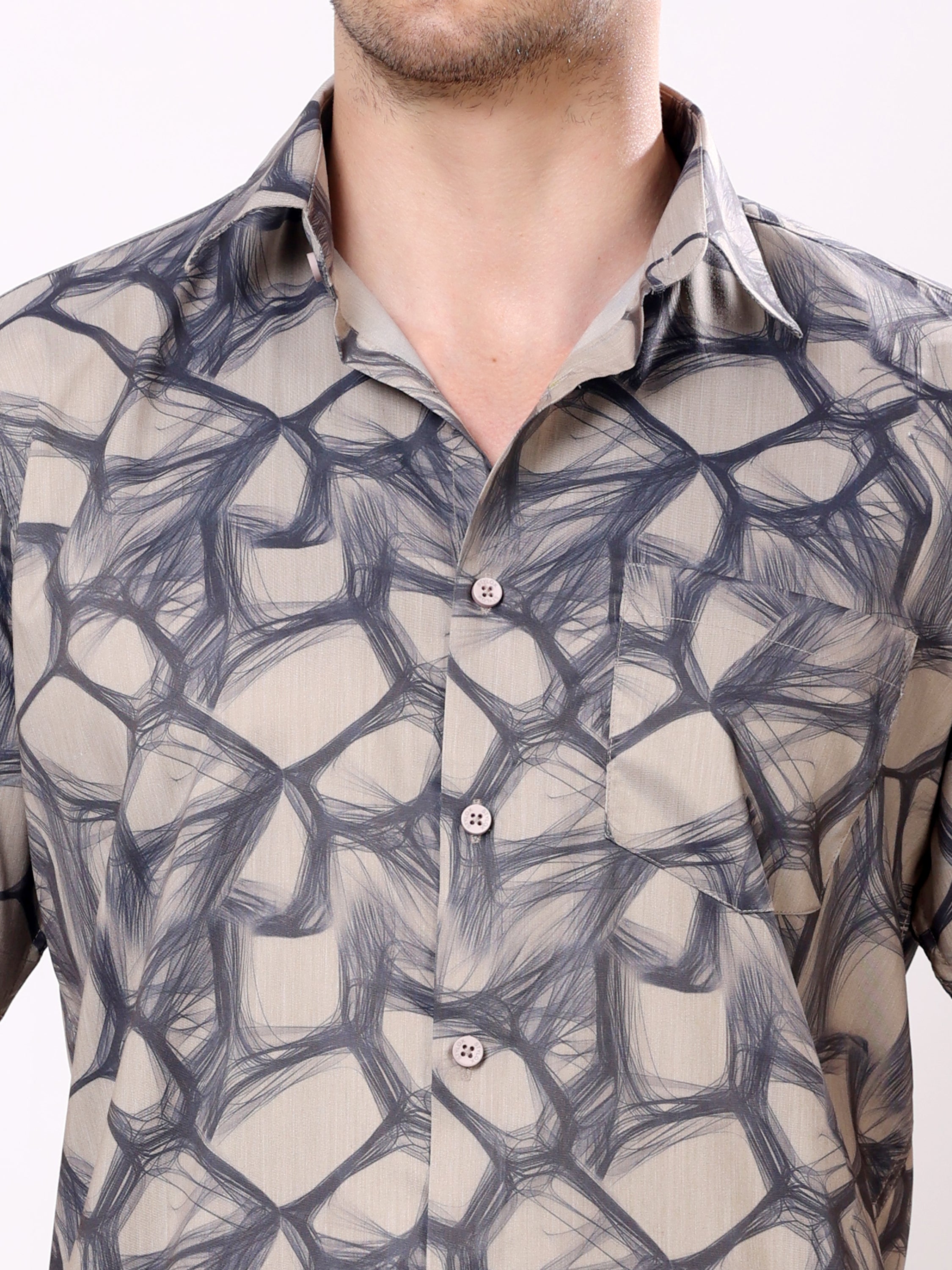Stylox Men’s Regular Fit Half Sleeve Abstract Printed Casual Stylish Summer Shirt - Stylox