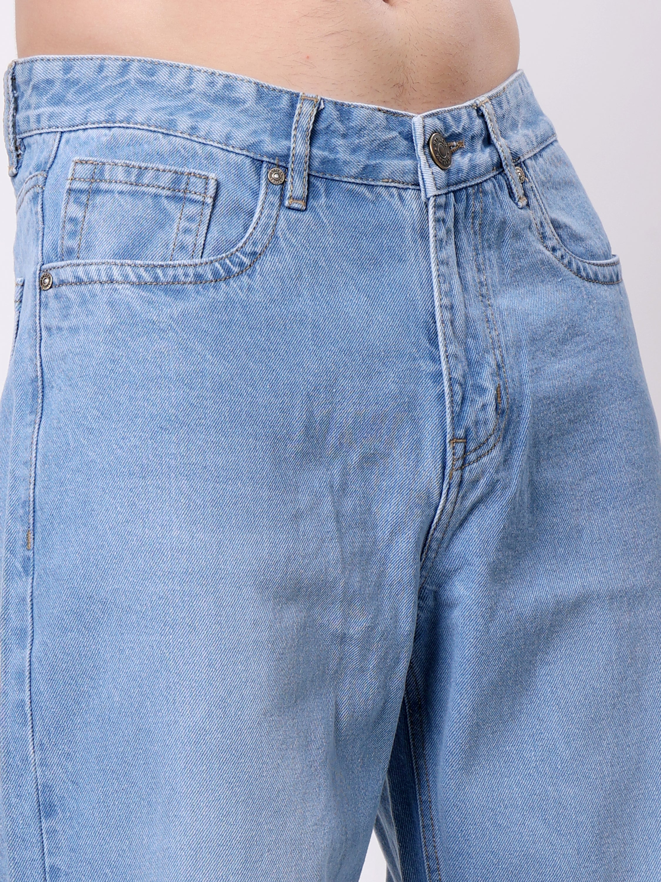 Stylox Men’s Loose Fit Non-Stretch Wide Leg Casual Denim Jeans - Stylox