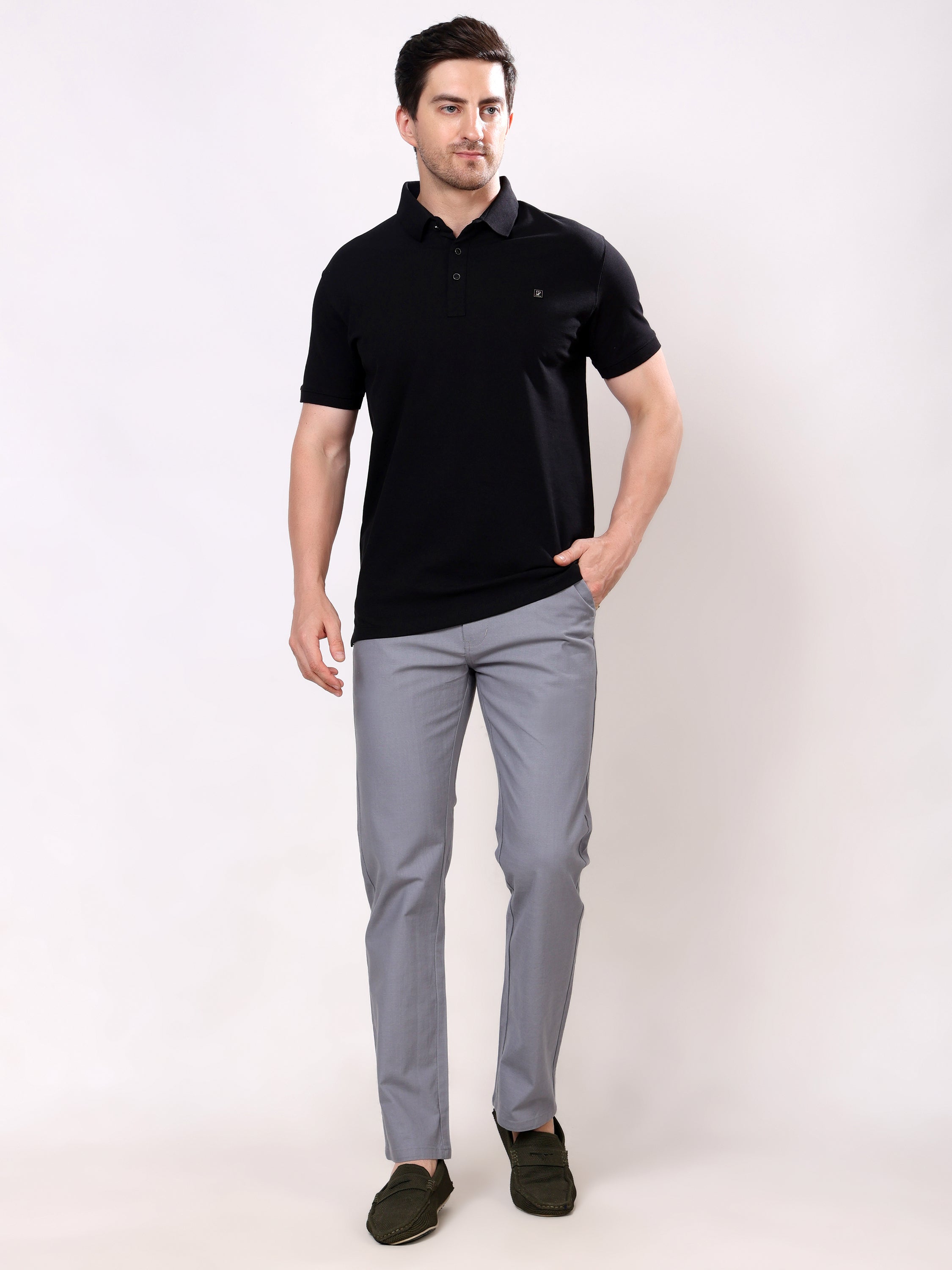 Stylox Men's Comfort Fit Non-Stretch Casual Trouser with Elastic Waist