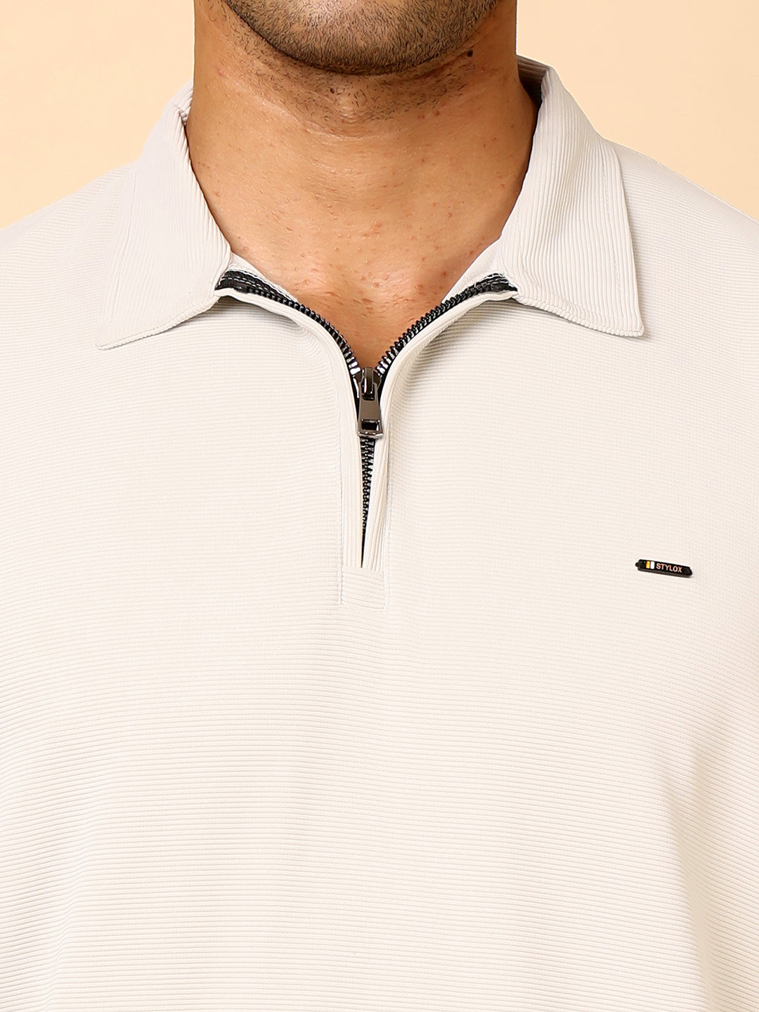 Stylox Men's Utility Style Zip Neck Sweatshirt