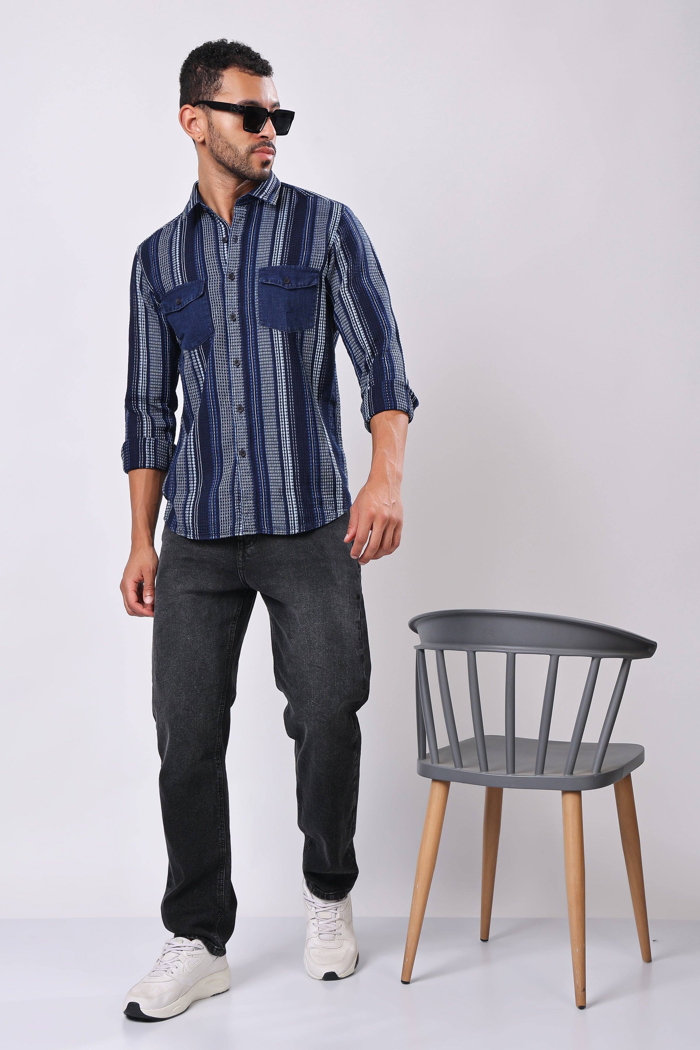 Stylox Men's Full Sleeve Striped Casual Shirt – Premium Cotton Blend Regular Fit Shirt with Classic Vertical Stripes for Smart Everyday Wear - Stylox
