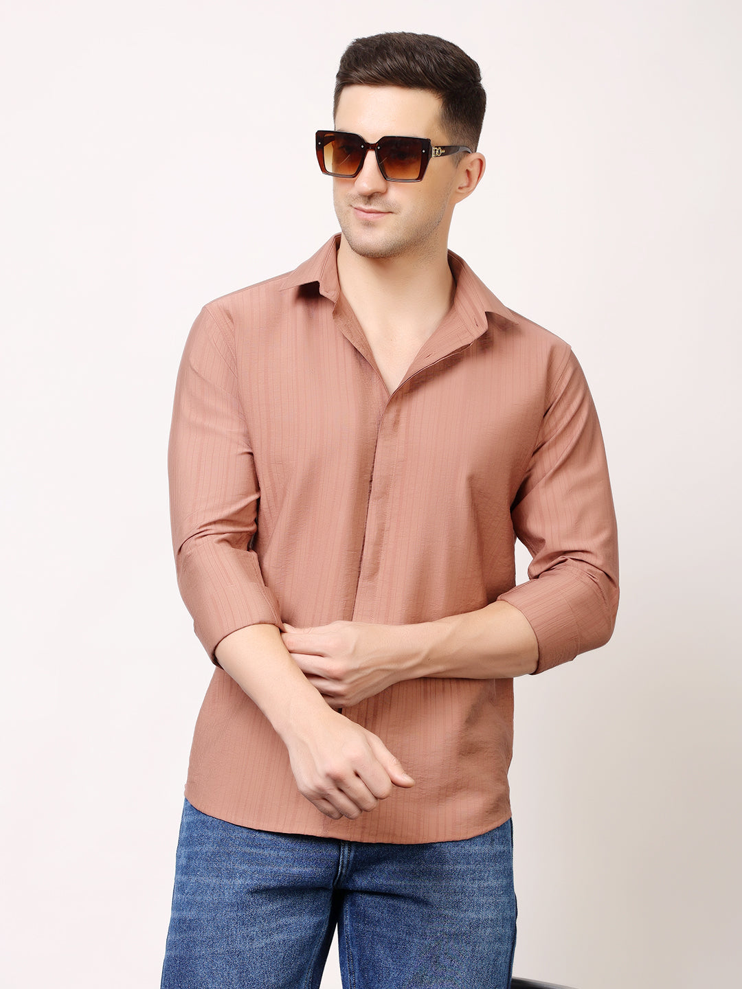 Stylox Men's Regular Fit Solid Full Sleeve Casual Shirt – Soft Cotton Blend, Comfortable & Stylish Everyday Wear - Stylox