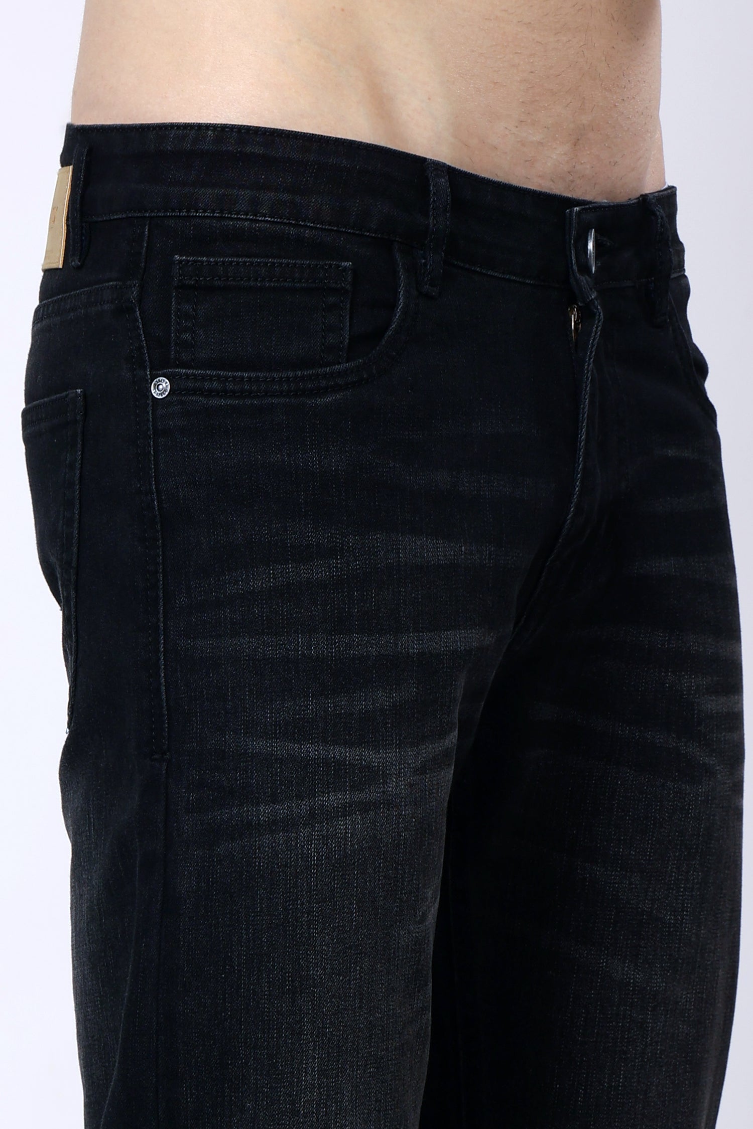 Stylox Men’s Mid-Rise Comfort Fit Stretchable Dark Grey Denim Jeans - Stylox