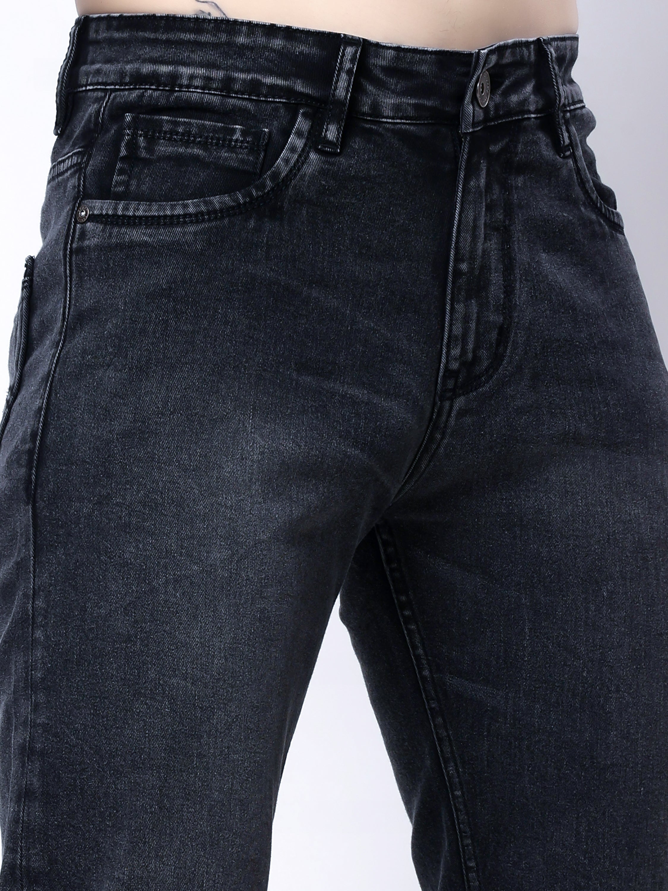 Stylox Men’s Comfort Fit Stretchable Denim Jeans-Mid Grey