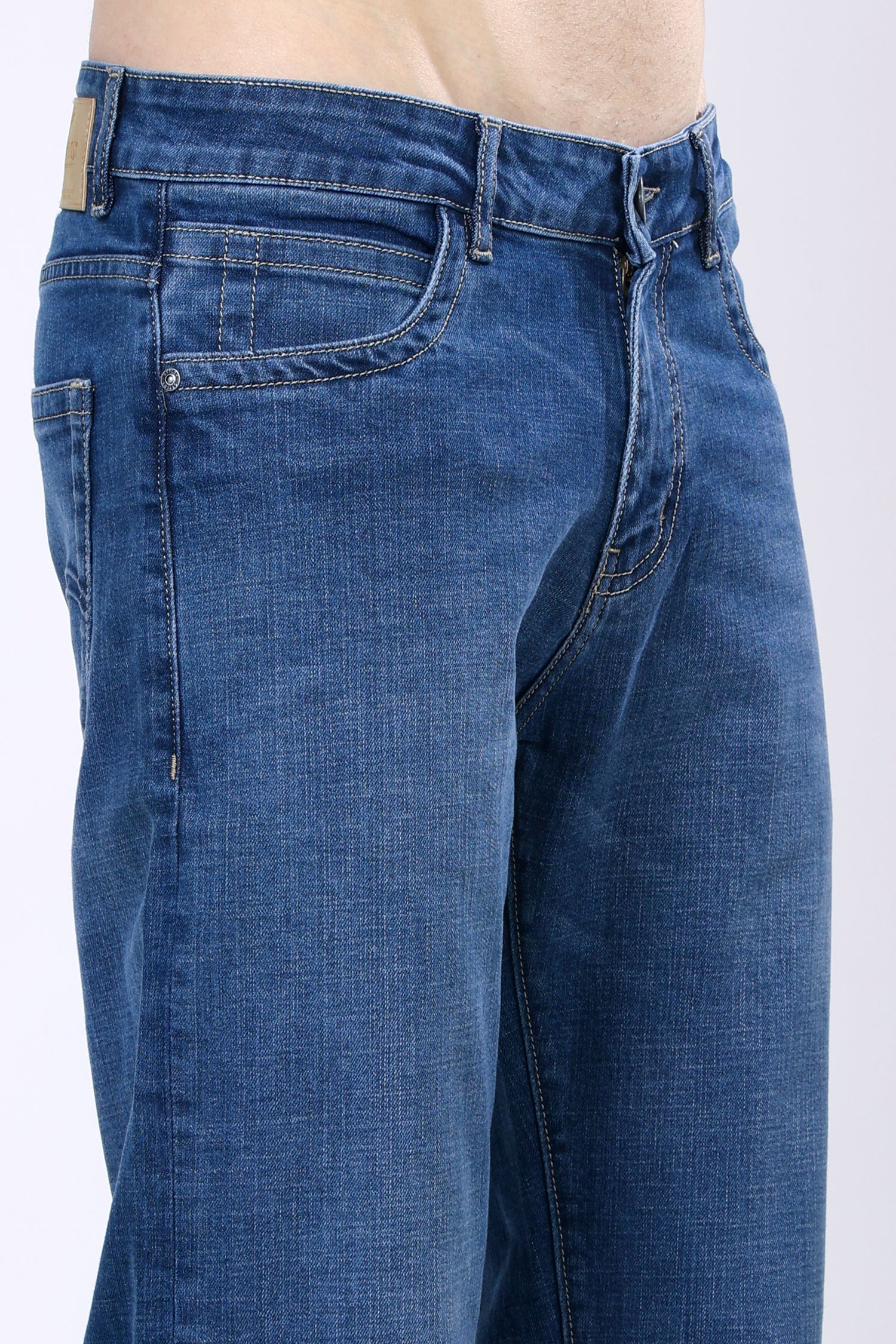 Stylox Men’s Comfort Fit Stretchable Mid Dark Blue Denim Jeans - Stylox