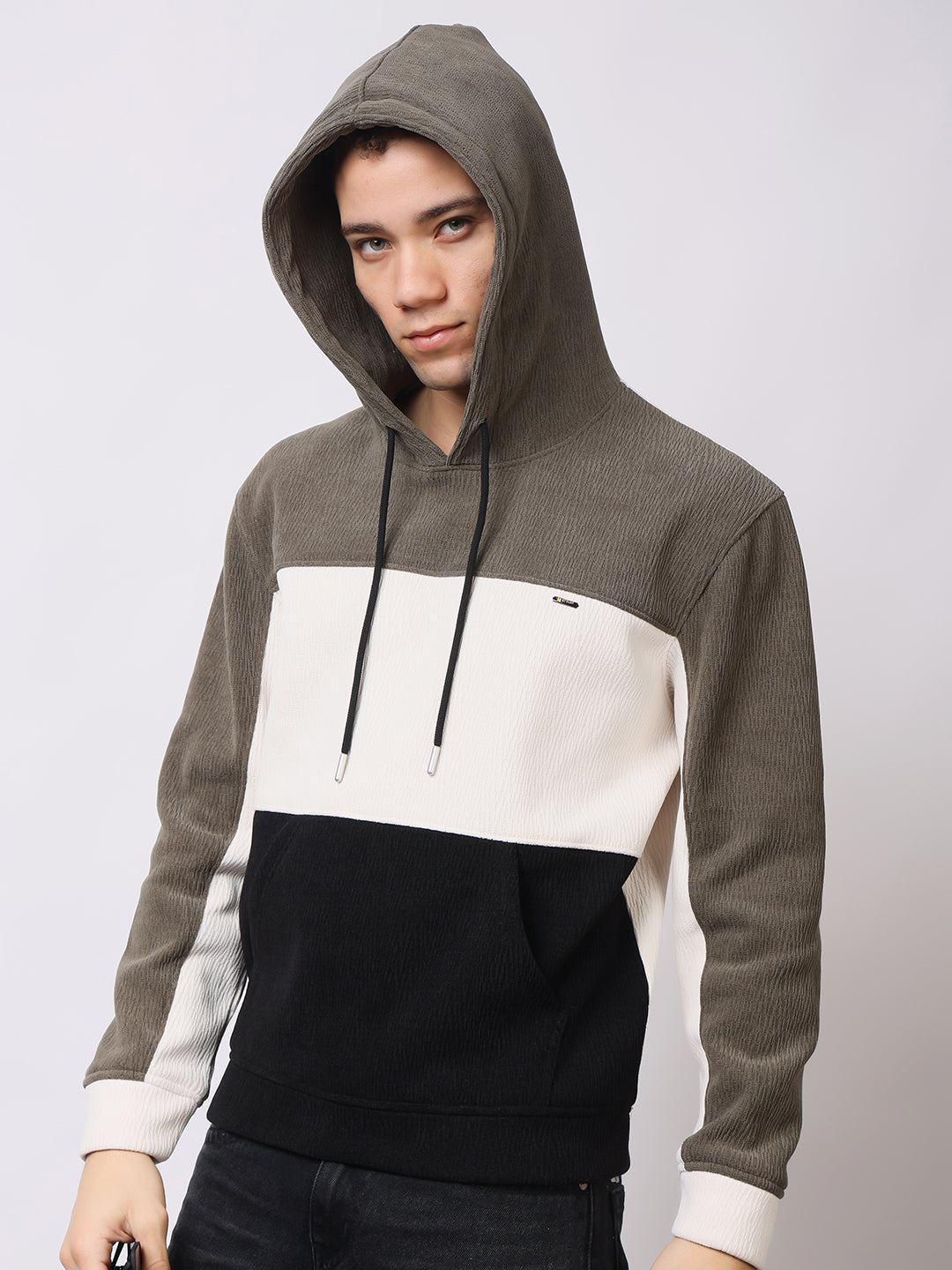 Stylox Men’s Colorblock Winter Hoodie – Warm Fleece Pullover with Kangaroo Pocket & Drawstring Hood
