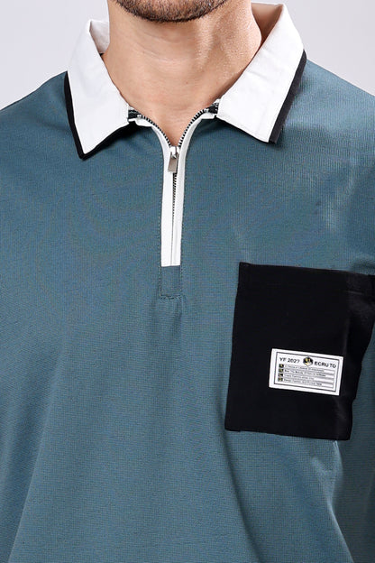 Stylox Men’s Polo Neck Solid T-Shirt with Single Pocket – Classic Style, Comfortable &amp; Smart Casual Wear