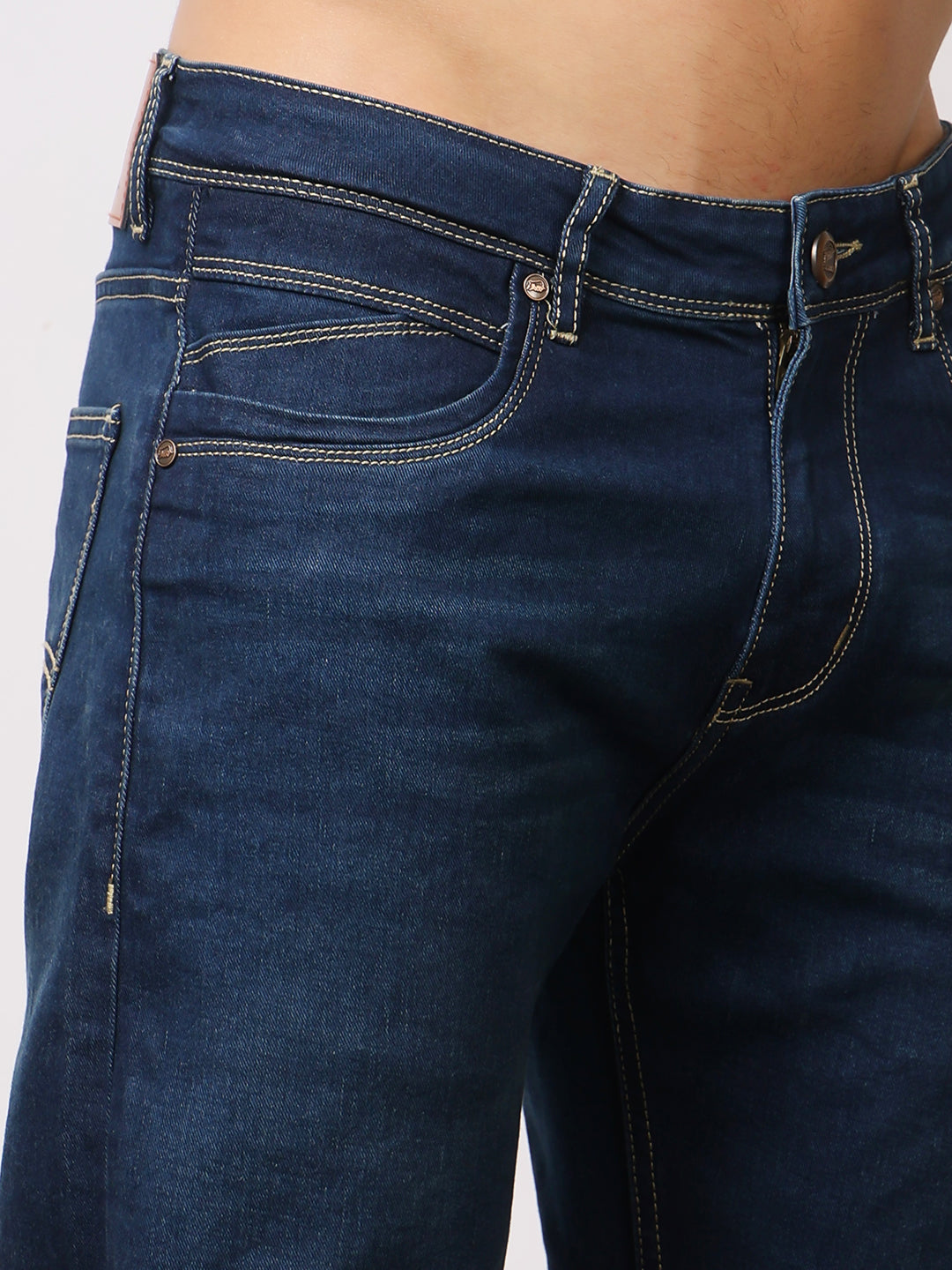 Stylox Men’s Comfort Fit Mid-Rise Solid Premium Stretchable Denim Jeans - Stylox