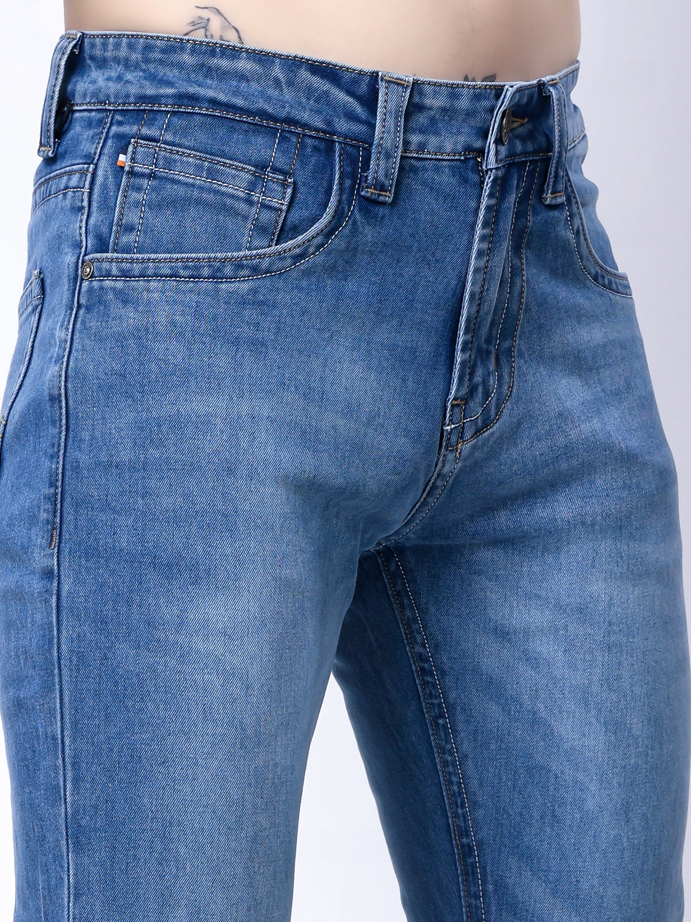 Stylox Men's Bootcut Fit Stretchable Denim Jeans-Light Blue - Stylox
