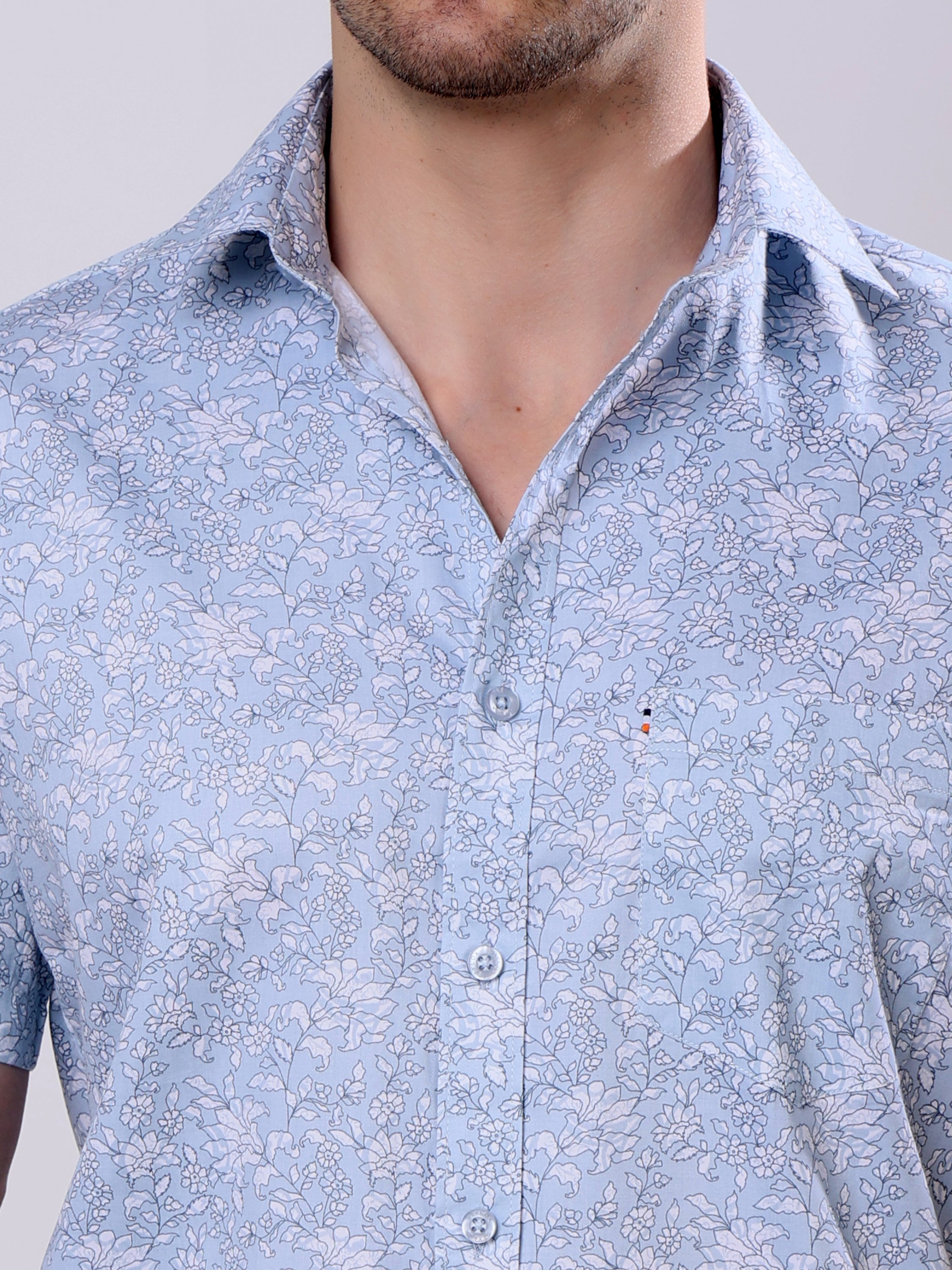 Stylox Men’s Regular Fit Half Sleeve floral print Cotton Summer Casual Shirt - Stylox