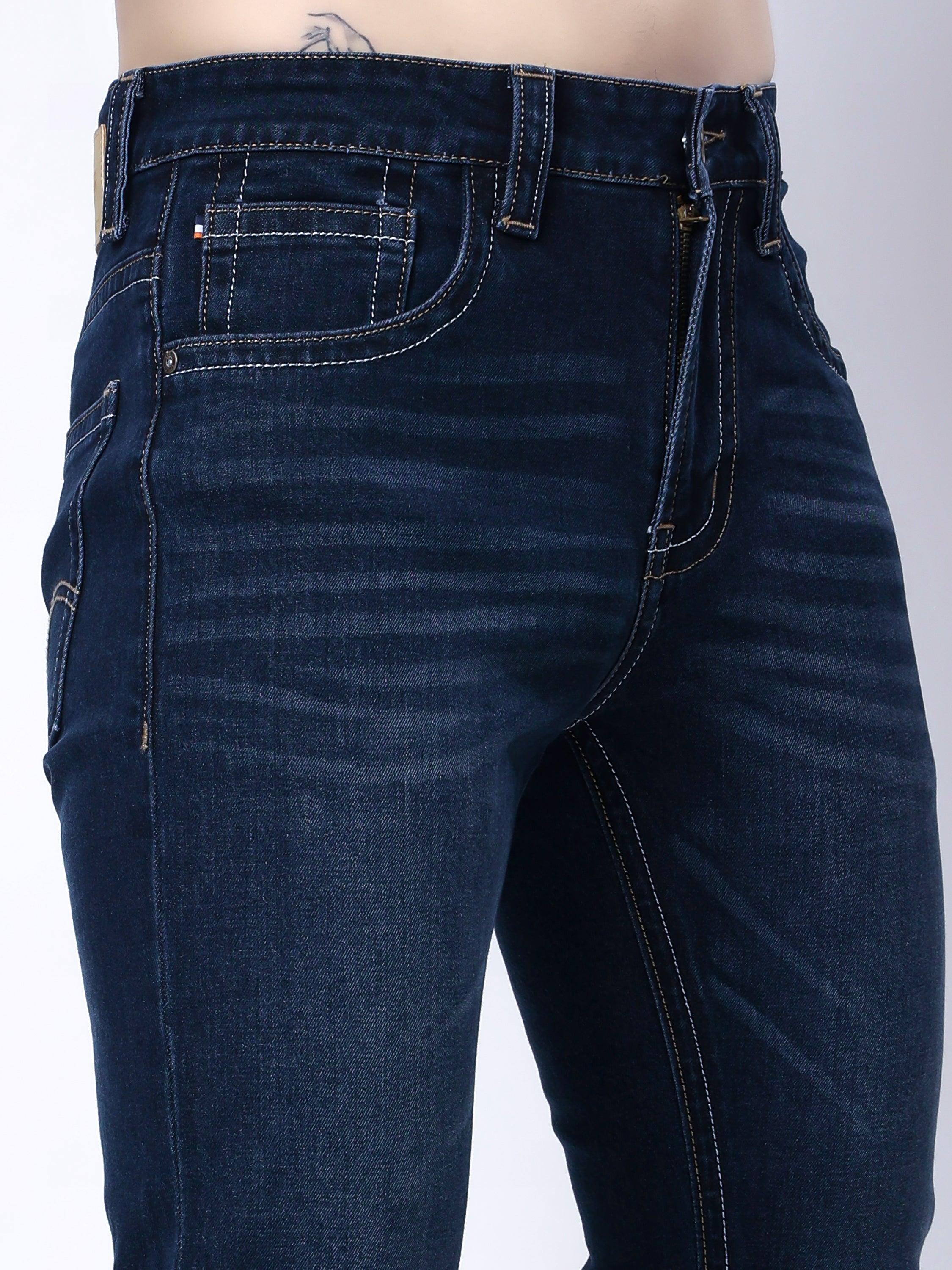 Stylox Men's Bootcut Fit Stretchable Denim Jeans-Dark Blue - Stylox