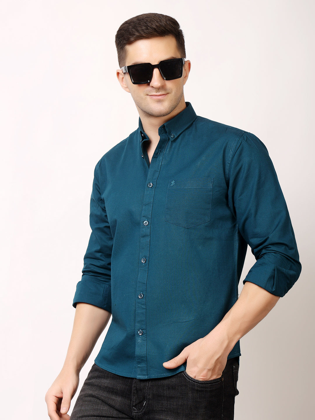 Stylox Men’s Premium Oxford Full Sleeve Solid Shirt | Casual & Formal Wear | Soft Cotton Blend