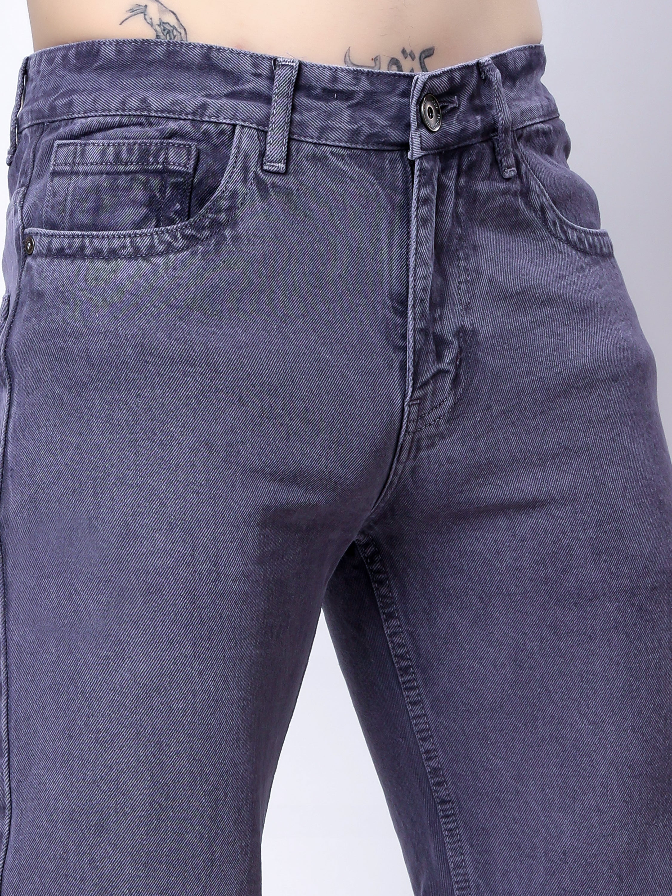 Stylox Men’s Comfort Fit Non-Stretch Denim Jeans-Mid Grey