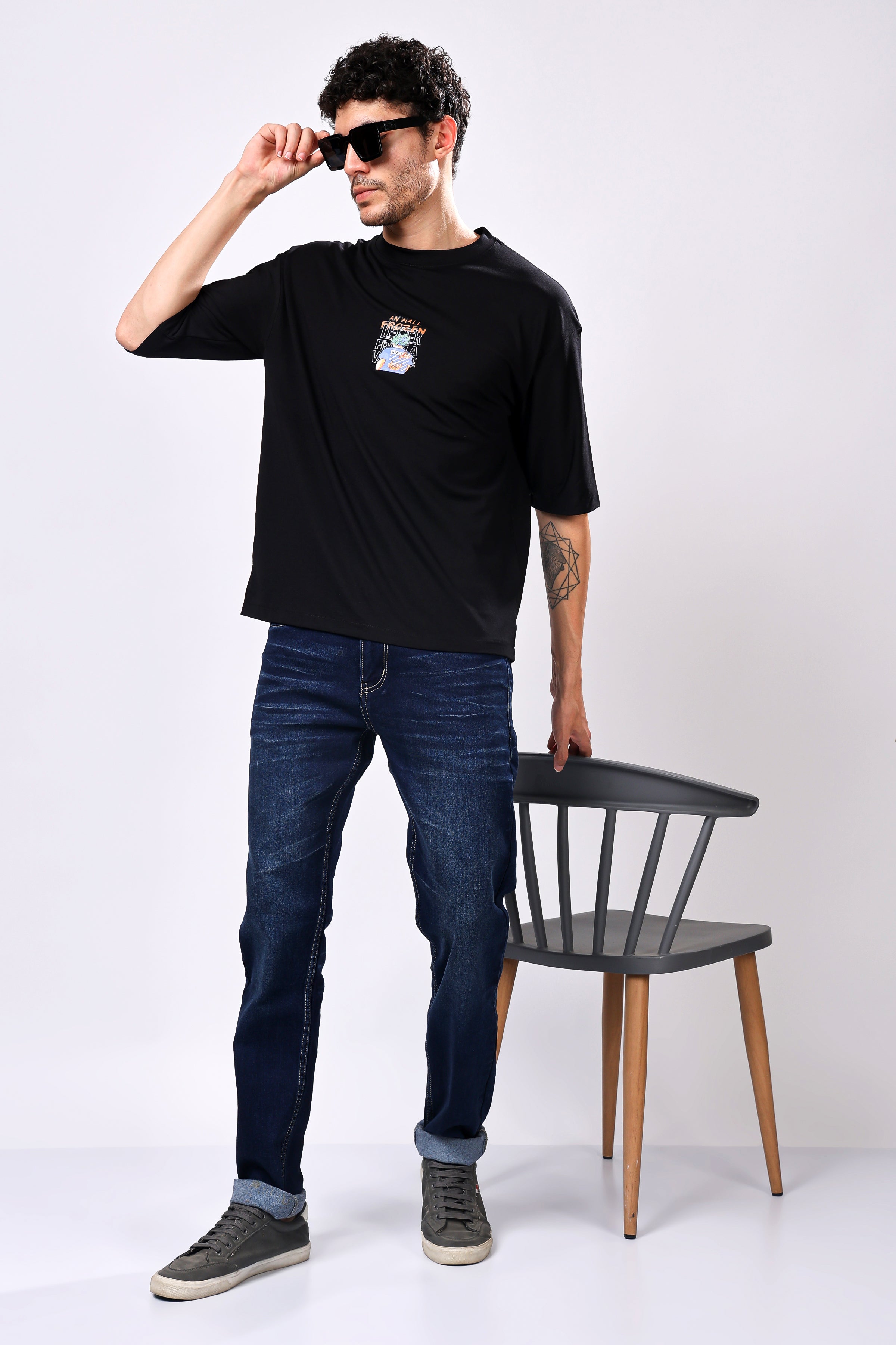 Stylox Men’s Oversized Round Neck Half Sleeve Back Printed T-Shirt | Premium Cotton Loose Fit Graphic Tee for Streetwear & Casual Style - Stylox