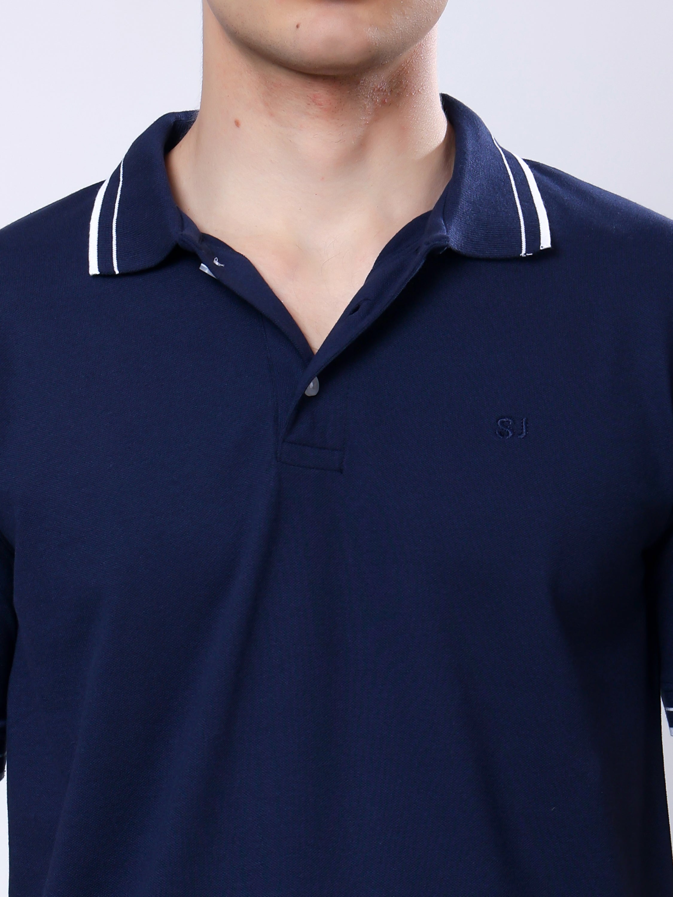 Stylox Men’s Solid Polo T-Shirt with Contrast-Tipped Collar - Stylox