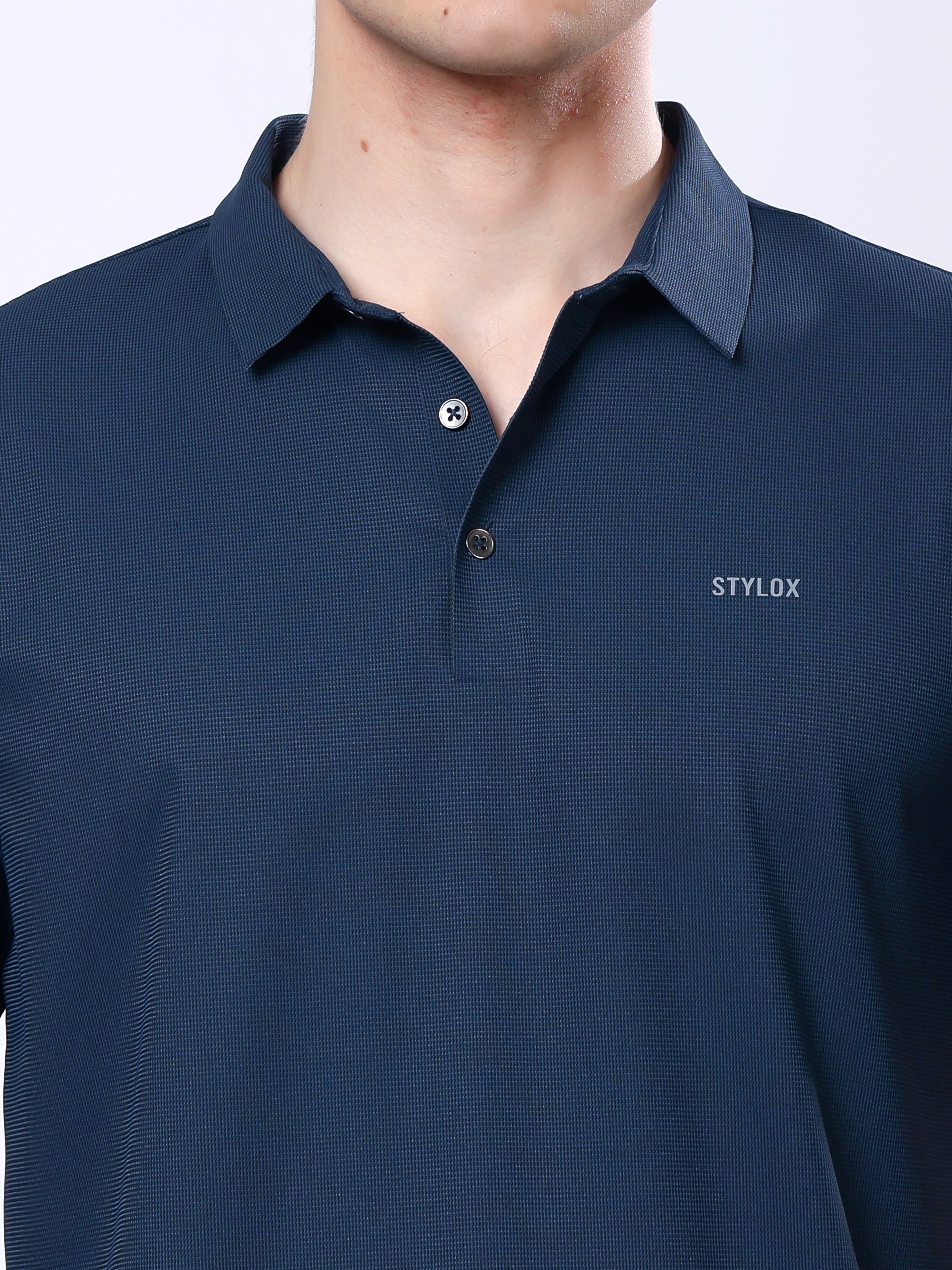 Stylox Men’s Premium Regular Fit Stretchable Polo T-Shirt–Teal - Stylox
