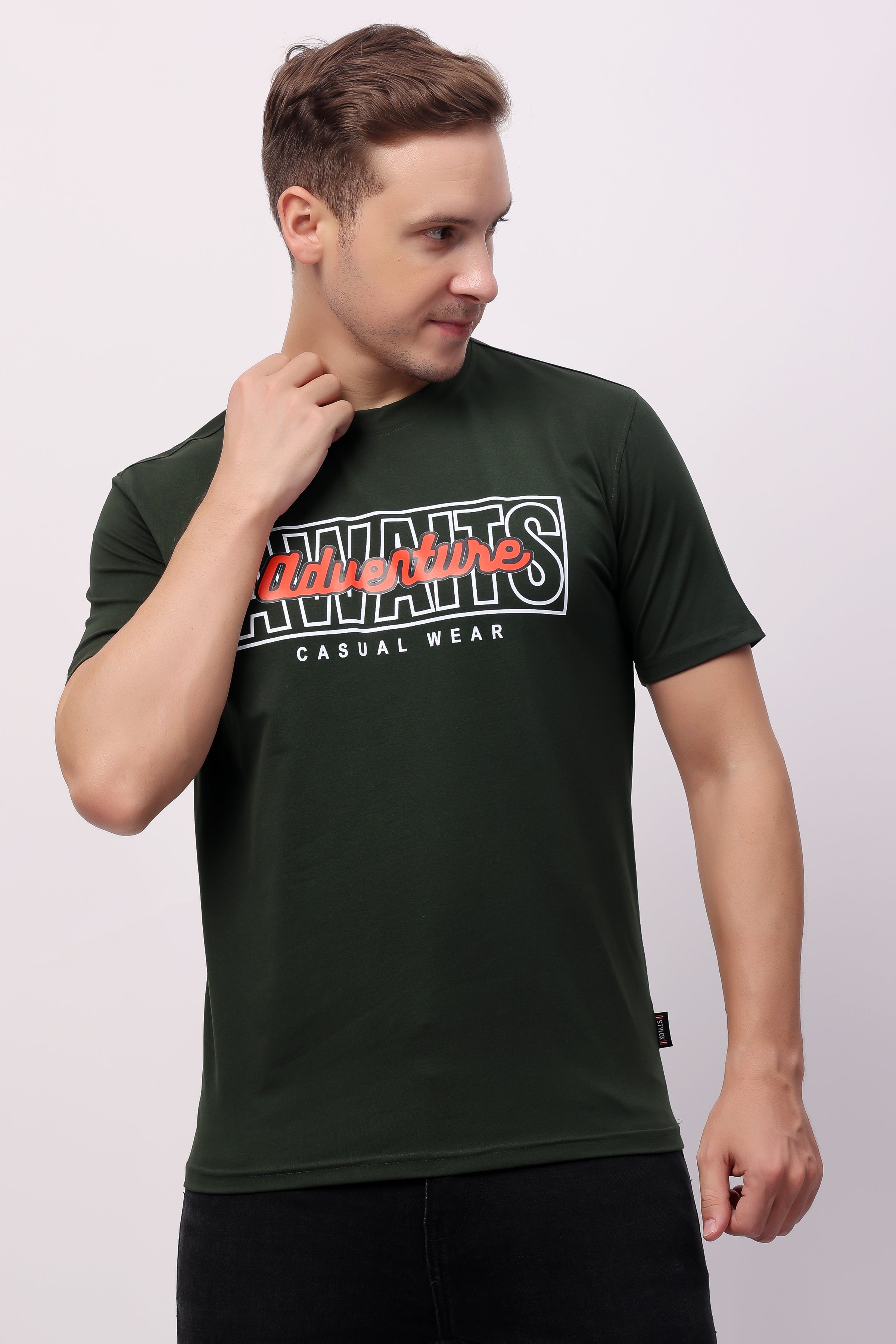 STYLOX MEN CREW NECK PRINTED T-SHIRT FOR MEN - Stylox