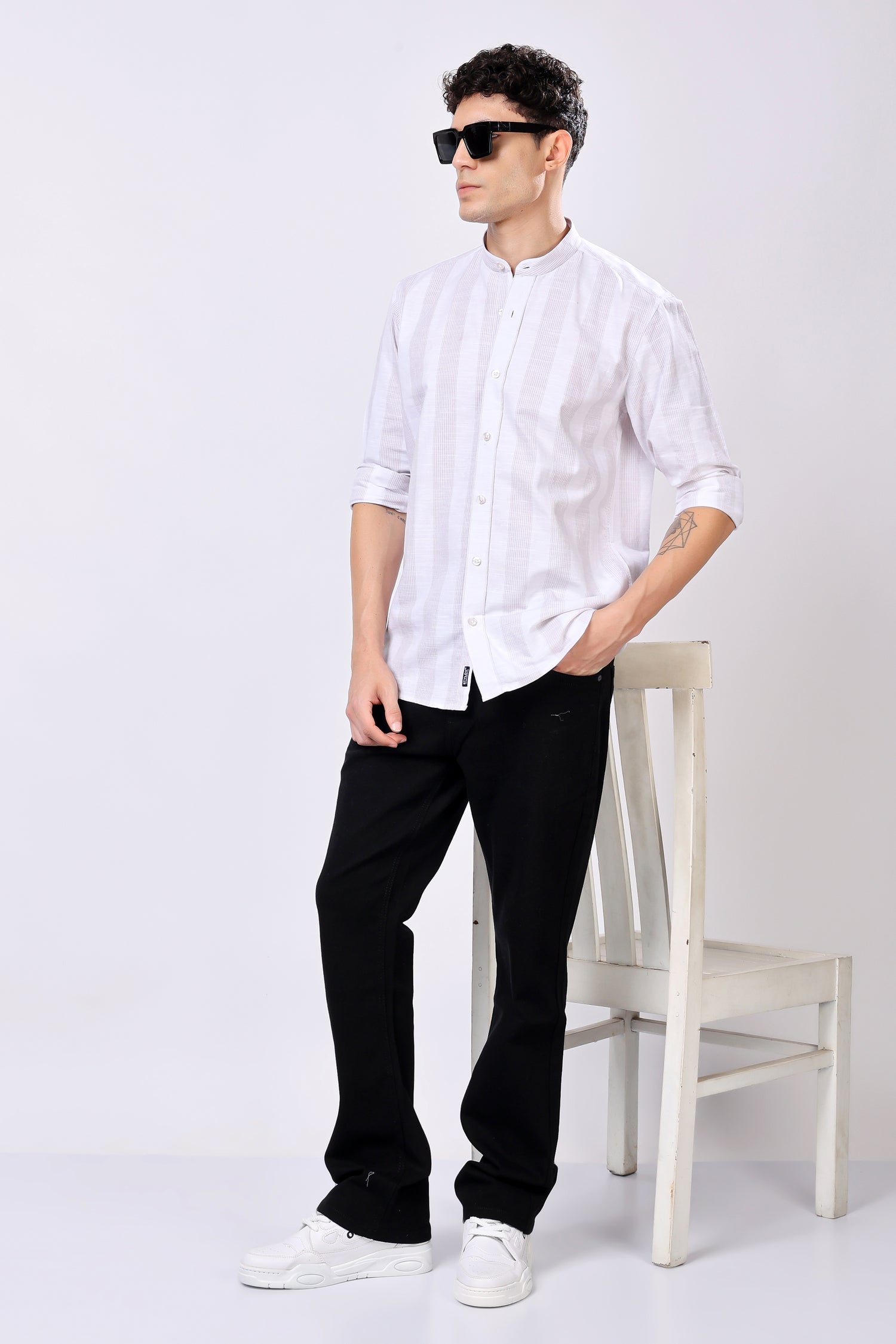 Stylox White Stripes Casual Shirt For Men