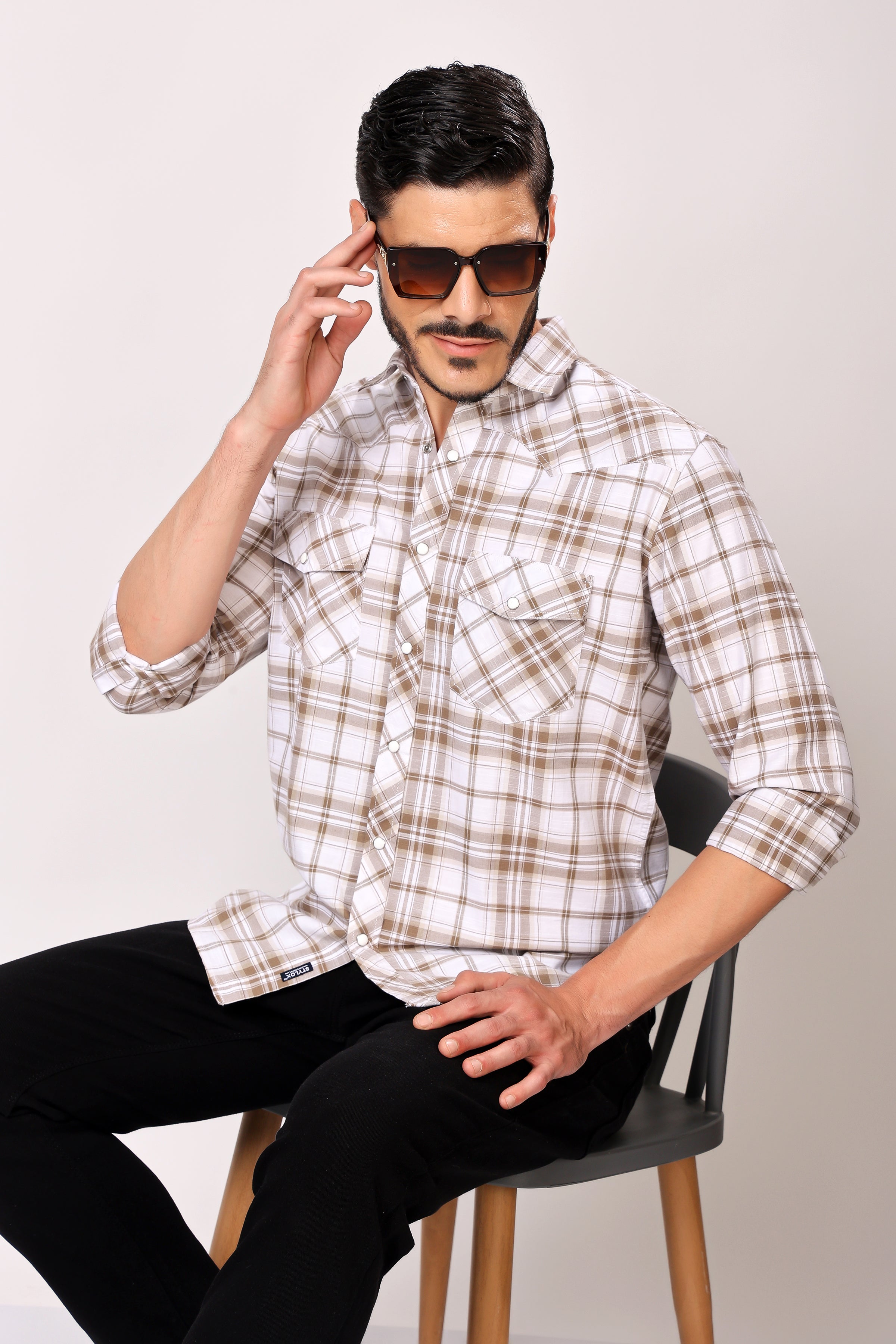 Stylox Men's Full Sleeve Casual Check Shirt