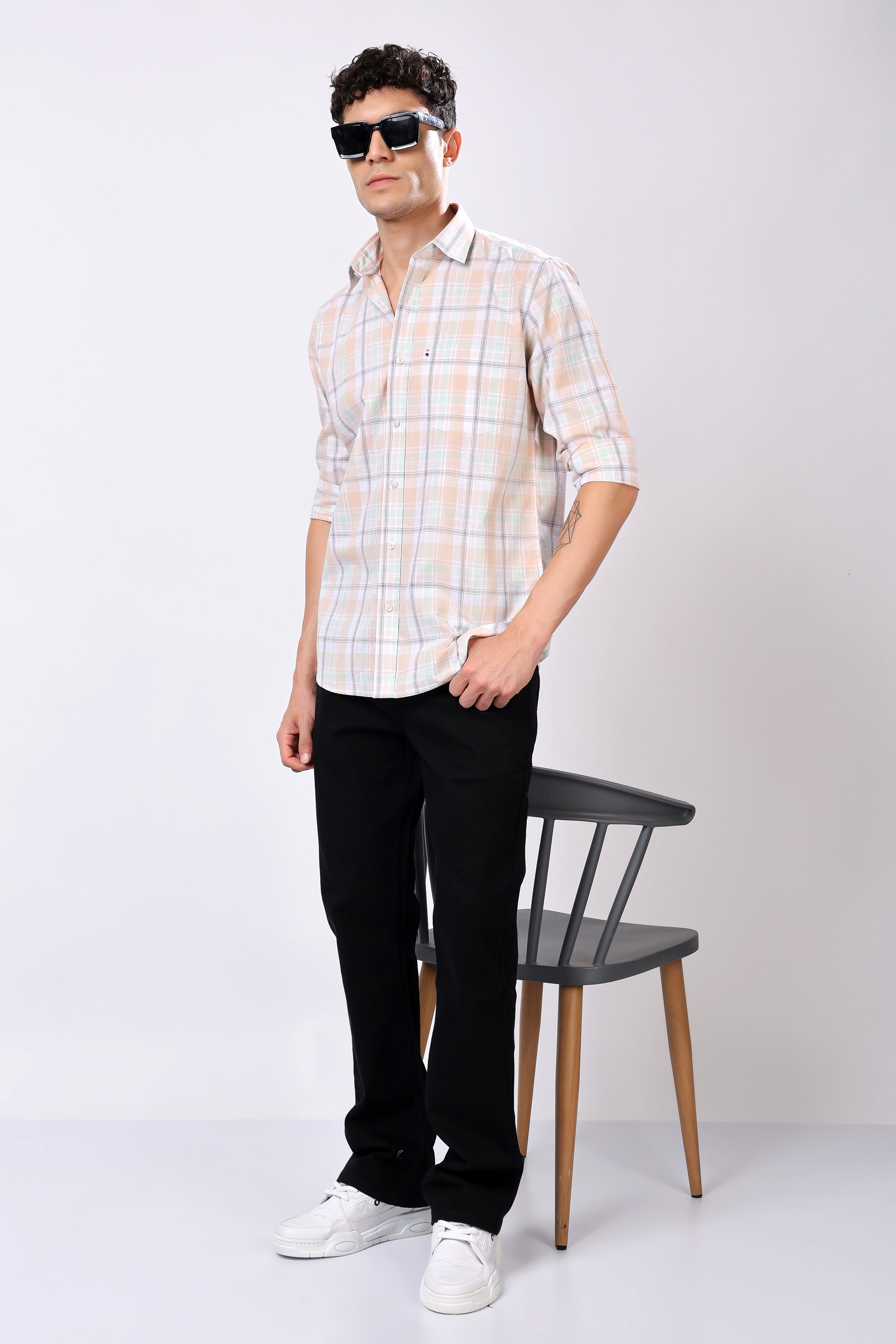 Stylox Regular Fit Full Sleeve Casual Check Shirt - Stylox