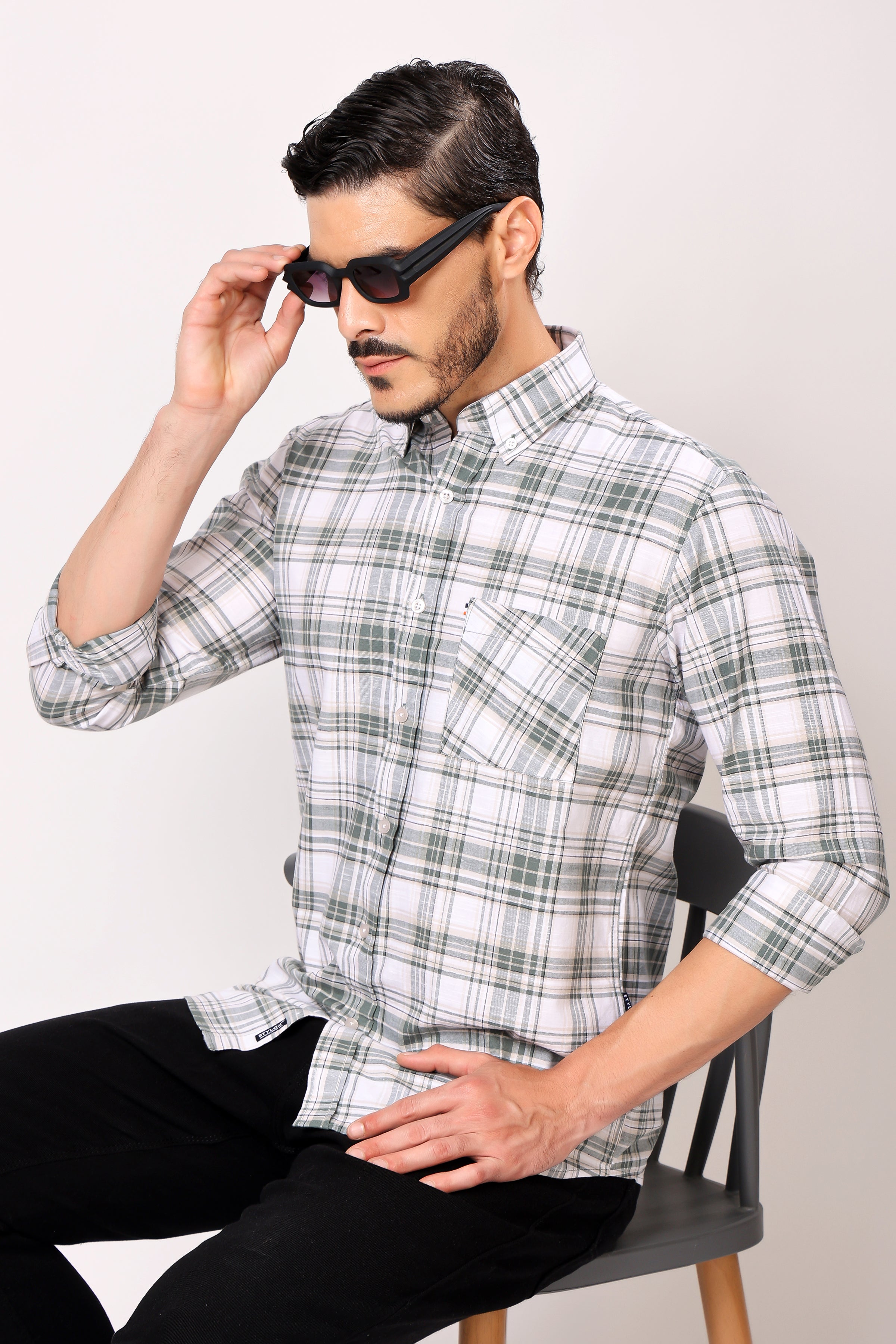 Stylox Men's Regular Fit Full Sleeve Casual Check Shirt - Stylox