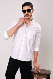 Stylox Men's Solid Full Sleeve Casual Shirt Color - White