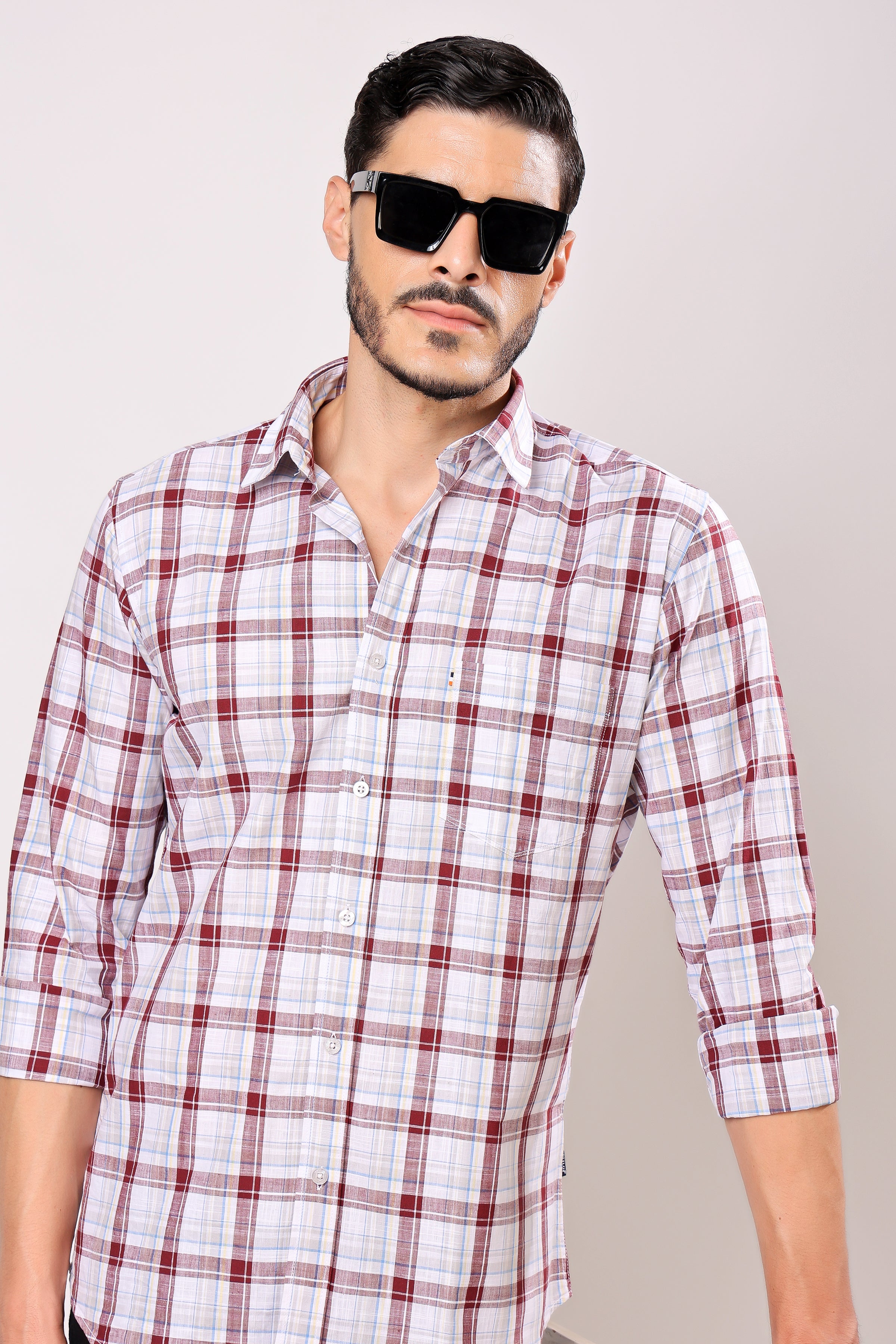 Stylox Men's Regular Fit Full Sleeve Casual Check Shirt - Stylox