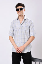 Stylox Olive Green Check Shirt For Men
