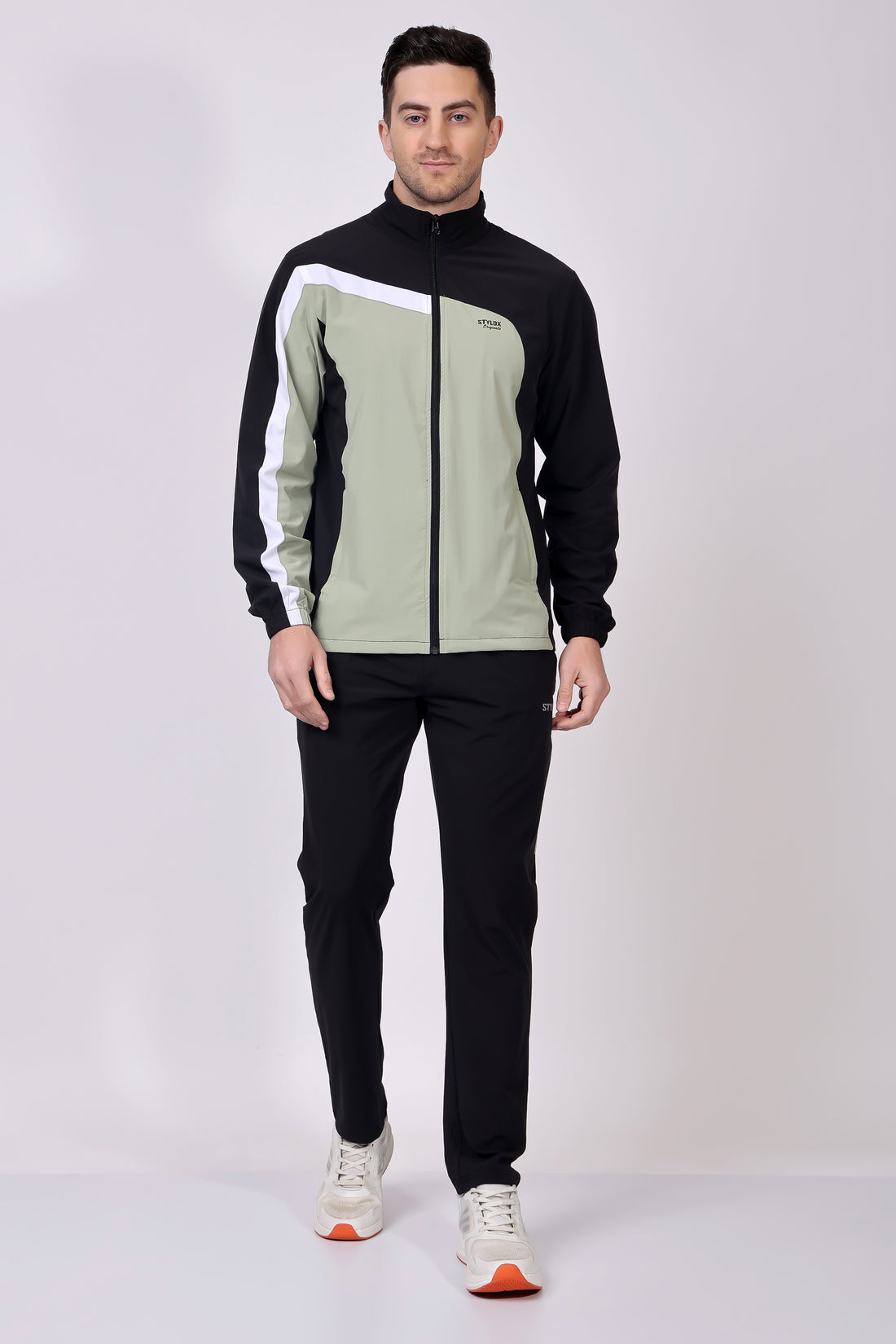 Stylox Men’s Colorblock Tracksuit | Full Zip High Neck Jacket &amp; Jogger Pants Set | Lightweight Polyester Activewear for Gym, Training &amp; Casual Wear